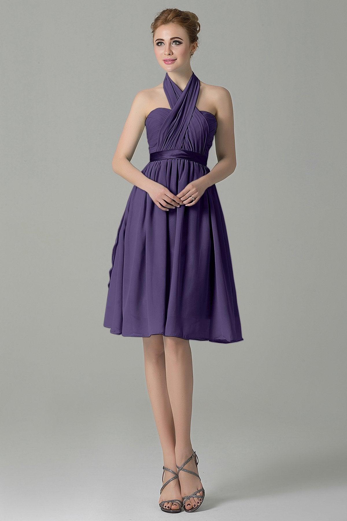 A-Line Knee Length Chiffon Bridesmaid Dress COZM14050 - COCOMELODY