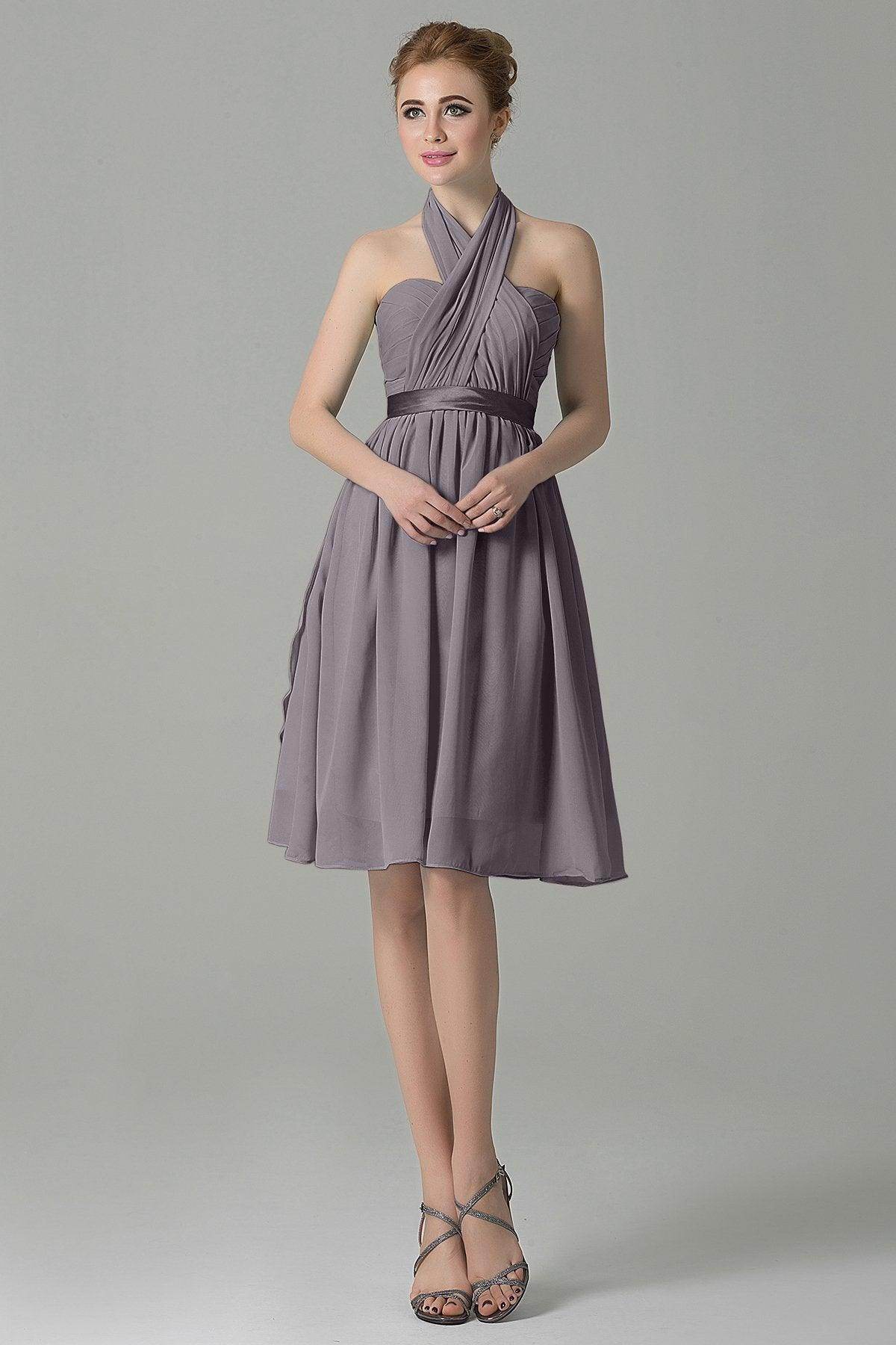 A-Line Knee Length Chiffon Bridesmaid Dress COZM14050 - COCOMELODY