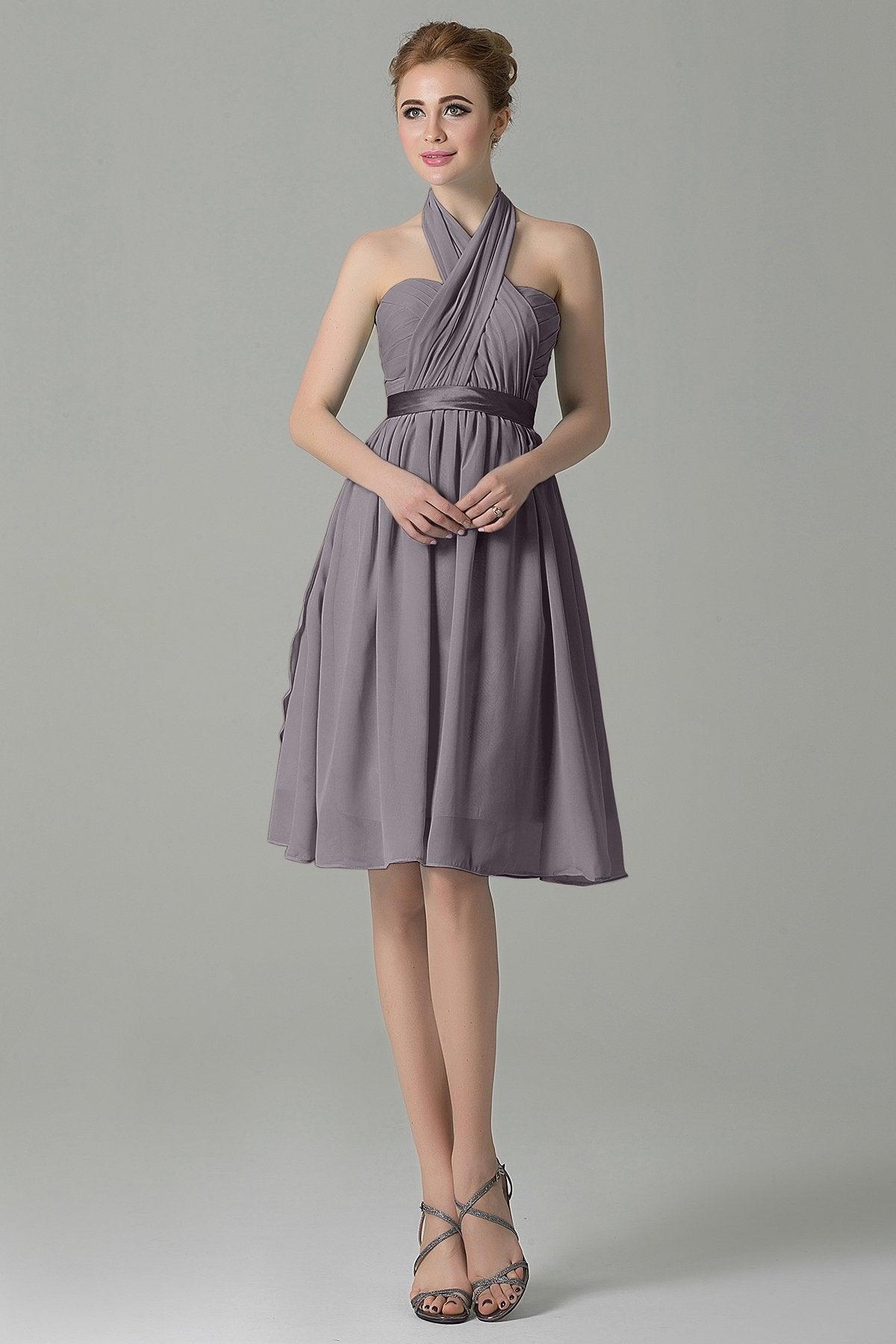 A-Line Knee Length Chiffon Bridesmaid Dress COZM14050 - COCOMELODY