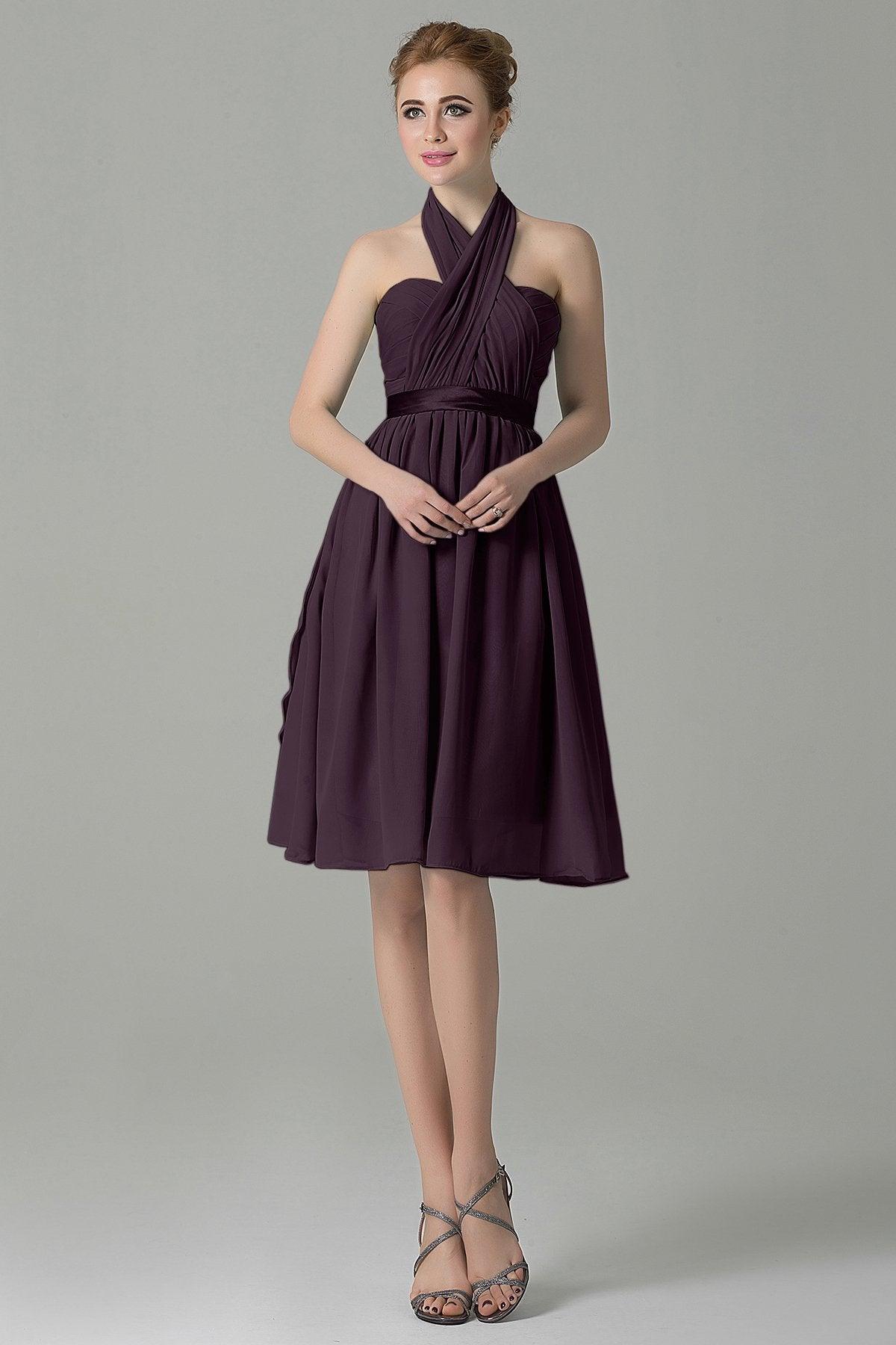 A-Line Knee Length Chiffon Bridesmaid Dress COZM14050 - COCOMELODY