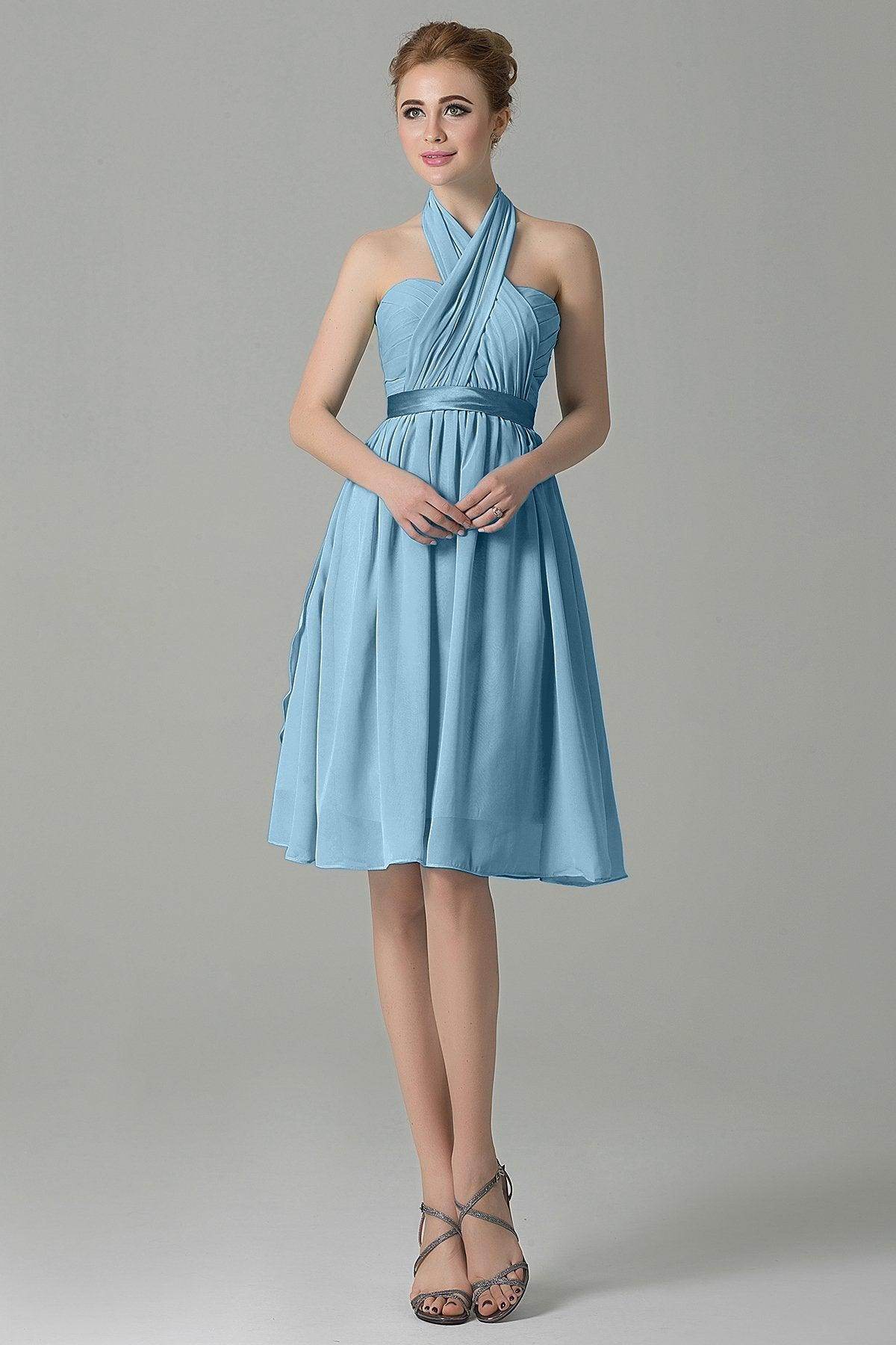 A-Line Knee Length Chiffon Bridesmaid Dress COZM14050 - COCOMELODY