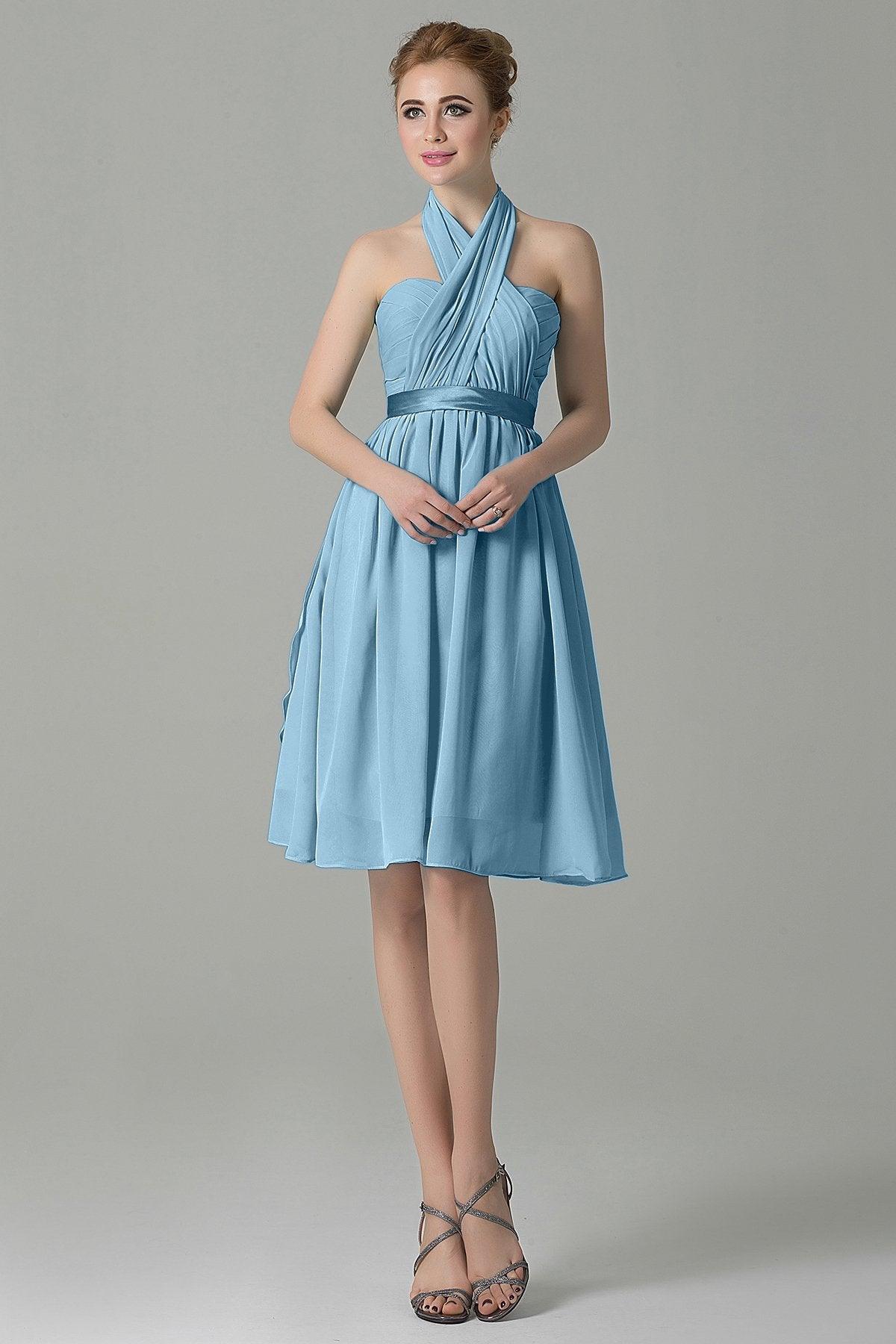 A-Line Knee Length Chiffon Bridesmaid Dress COZM14050 - COCOMELODY