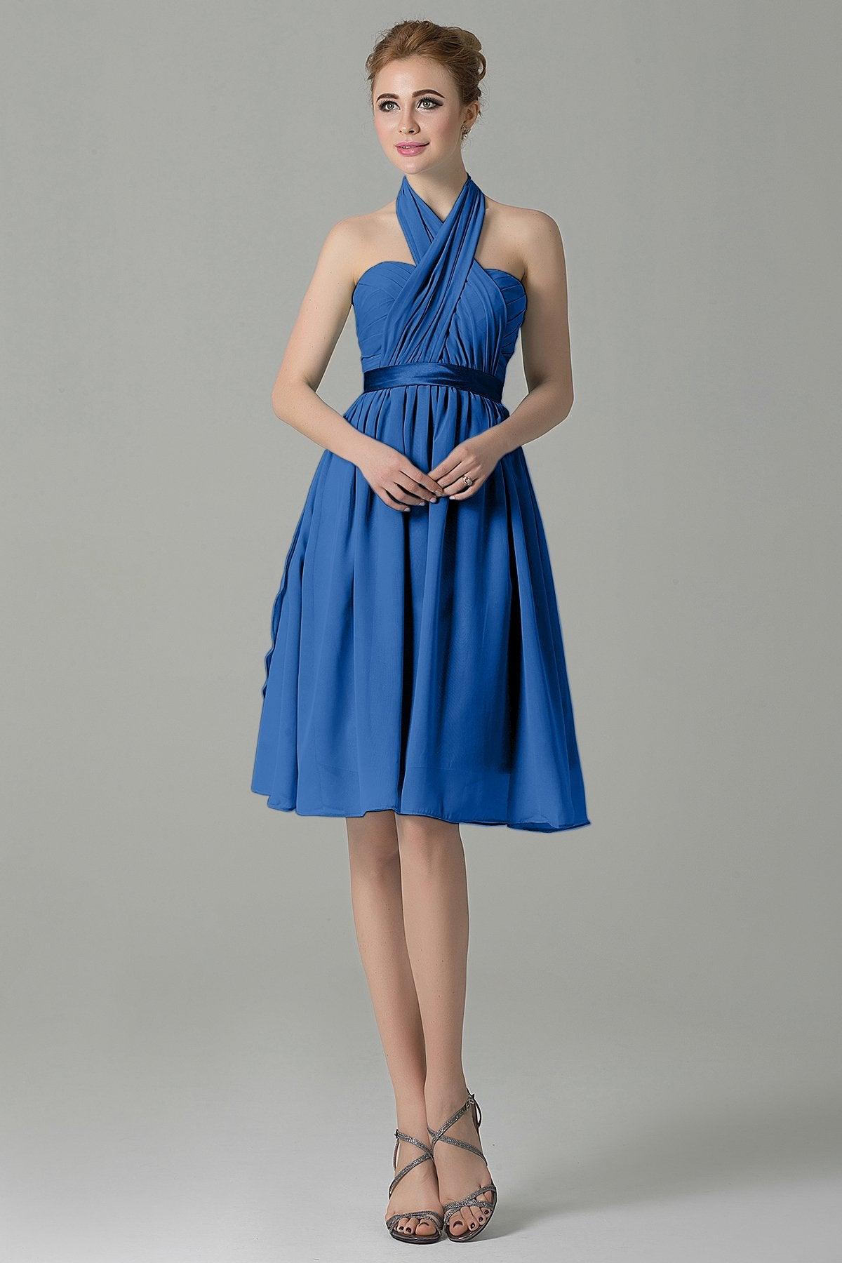 A-Line Knee Length Chiffon Bridesmaid Dress COZM14050 - COCOMELODY