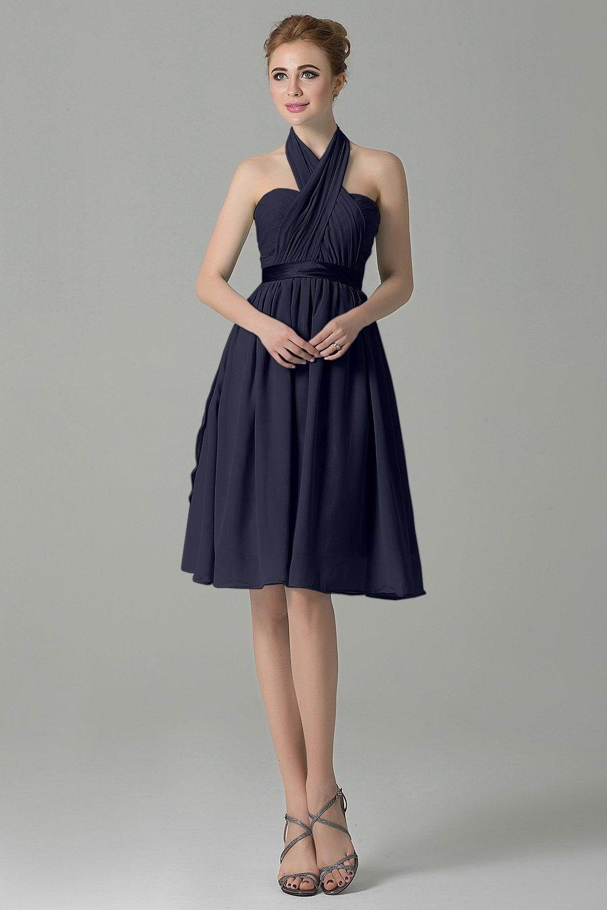 A-Line Knee Length Chiffon Bridesmaid Dress COZM14050 - COCOMELODY