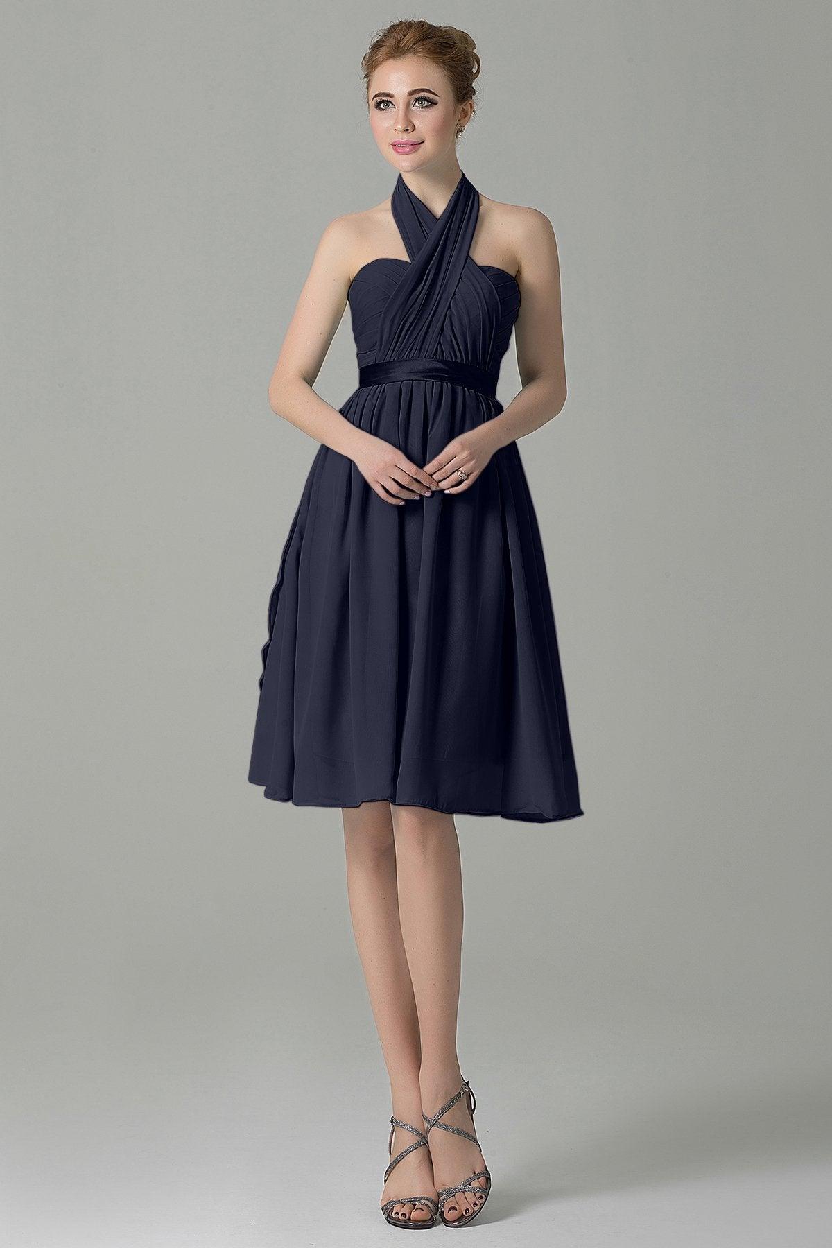 A-Line Knee Length Chiffon Bridesmaid Dress COZM14050 - COCOMELODY