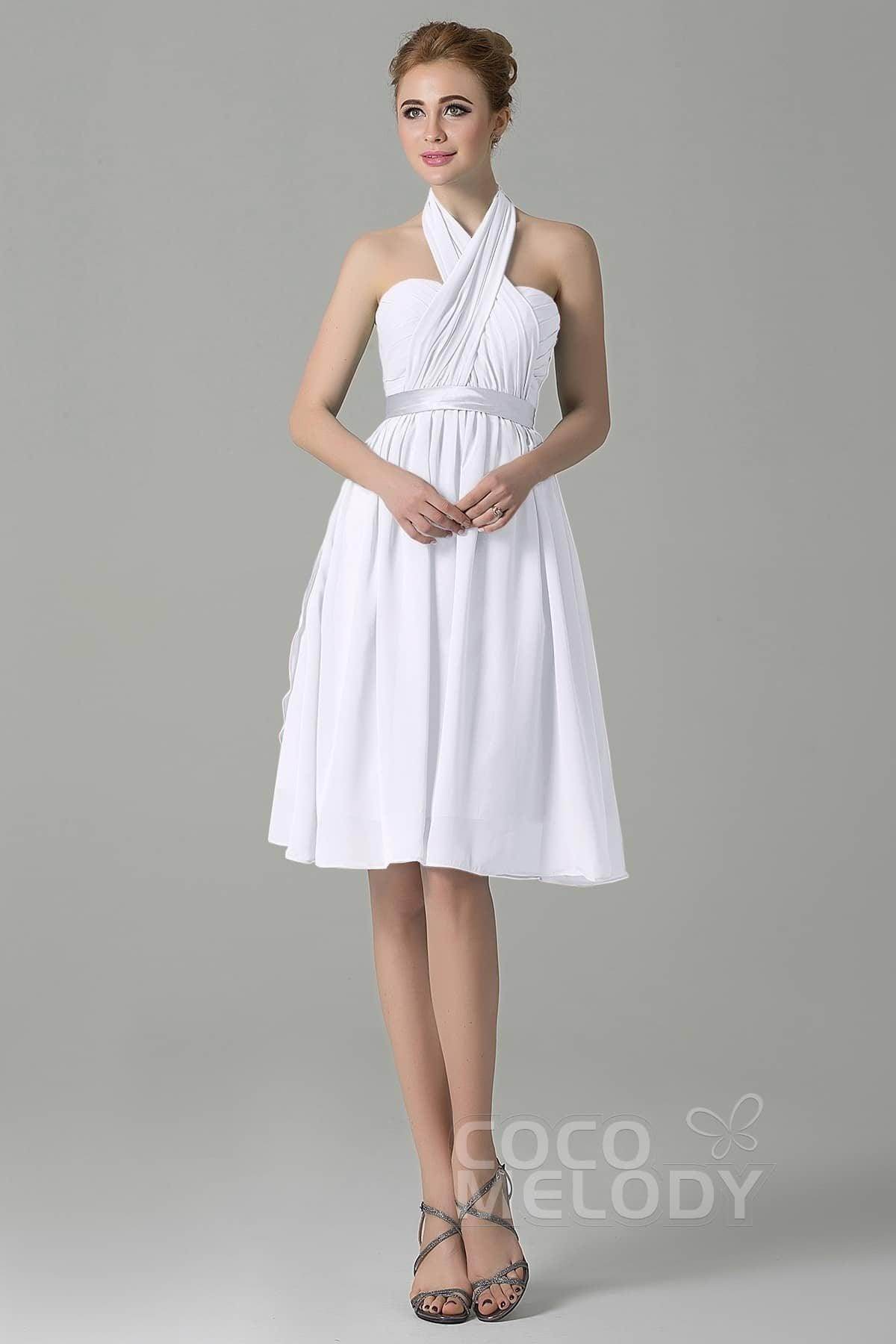A-Line Knee Length Chiffon Bridesmaid Dress COZM14050 - COCOMELODY