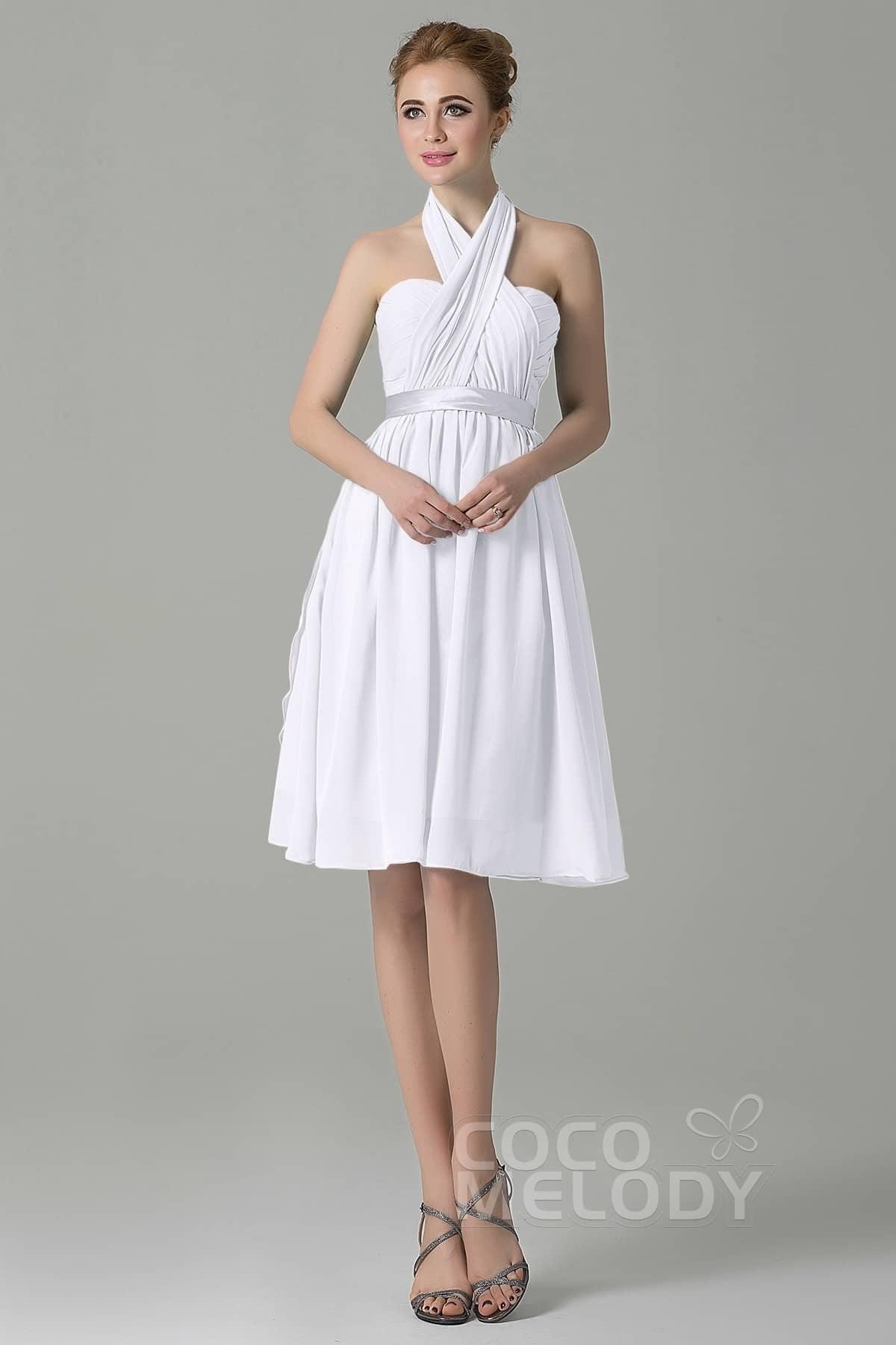 A-Line Knee Length Chiffon Bridesmaid Dress COZM14050 - COCOMELODY