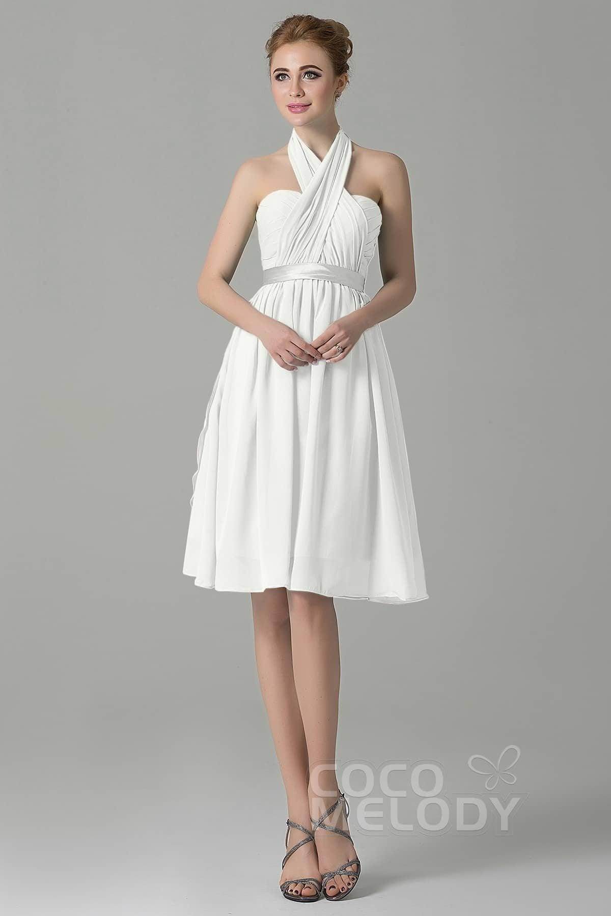 A-Line Knee Length Chiffon Bridesmaid Dress COZM14050 - COCOMELODY