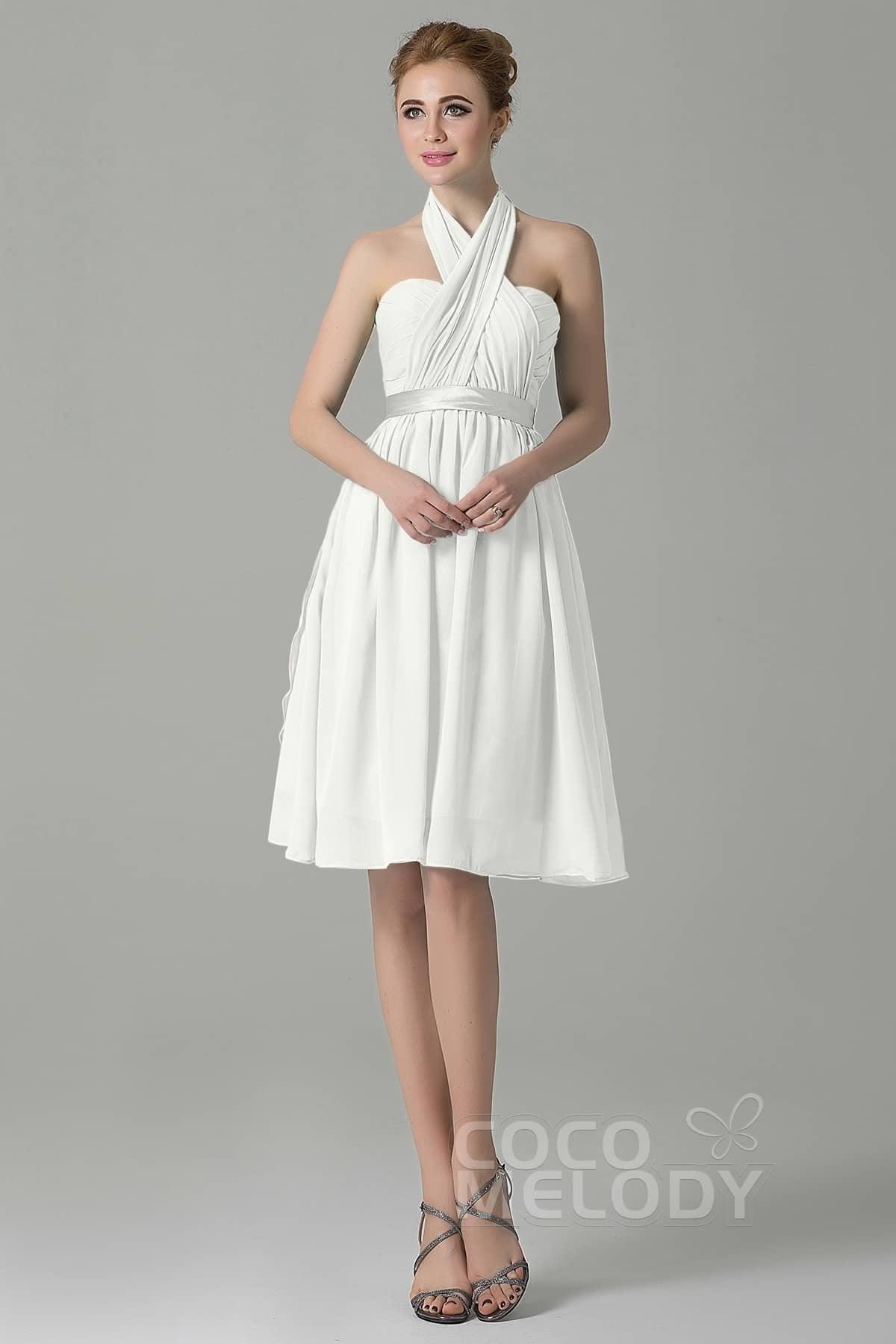 A-Line Knee Length Chiffon Bridesmaid Dress COZM14050 - COCOMELODY