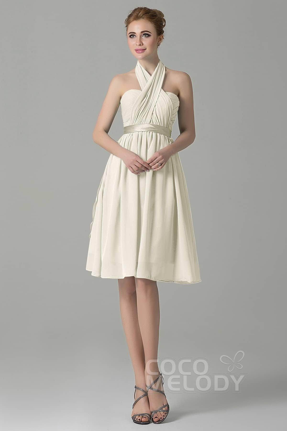 A-Line Knee Length Chiffon Bridesmaid Dress COZM14050 - COCOMELODY