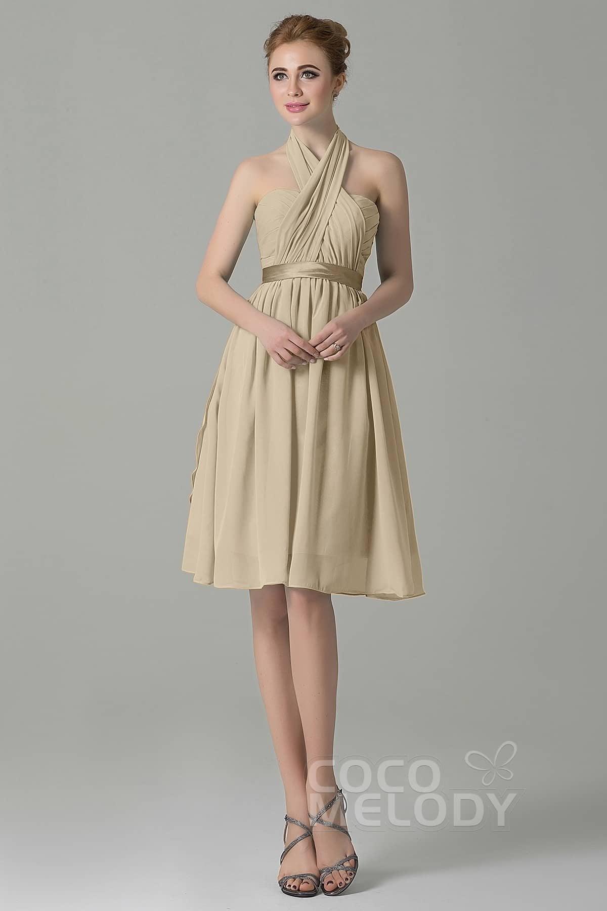 A-Line Knee Length Chiffon Bridesmaid Dress COZM14050 - COCOMELODY
