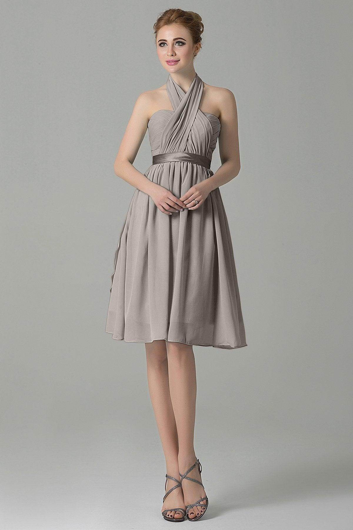 A-Line Knee Length Chiffon Bridesmaid Dress COZM14050 - COCOMELODY