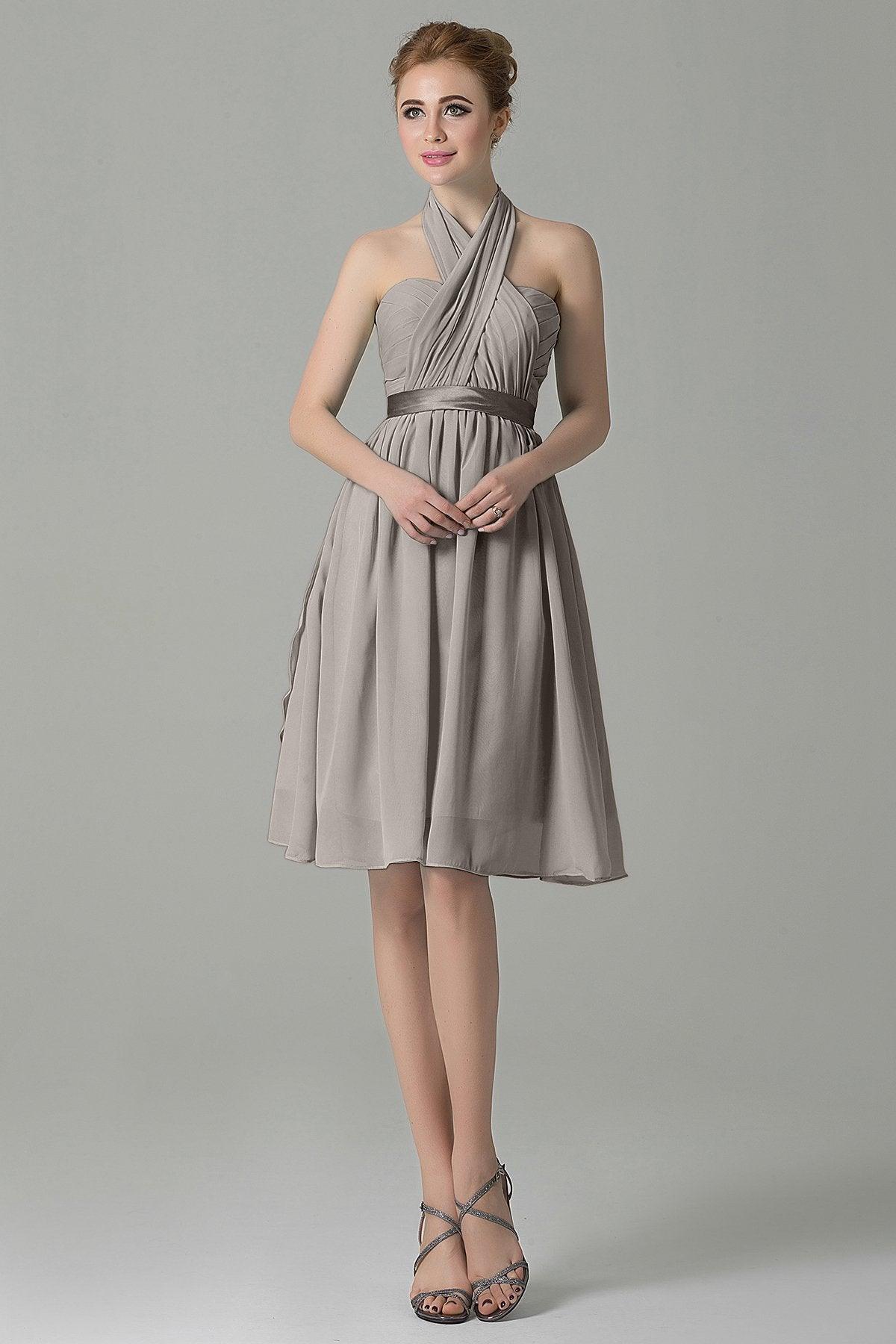 A-Line Knee Length Chiffon Bridesmaid Dress COZM14050 - COCOMELODY