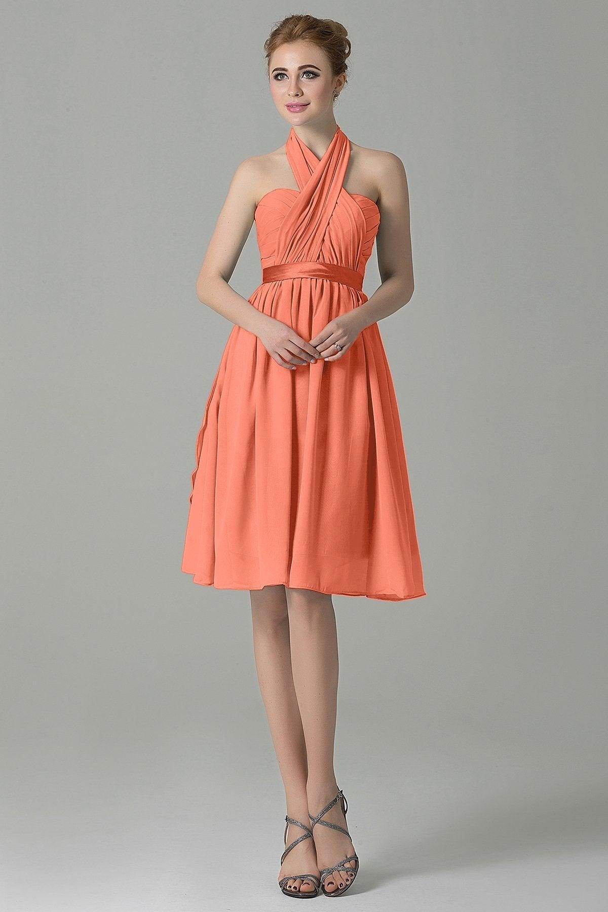 A-Line Knee Length Chiffon Bridesmaid Dress COZM14050 - COCOMELODY