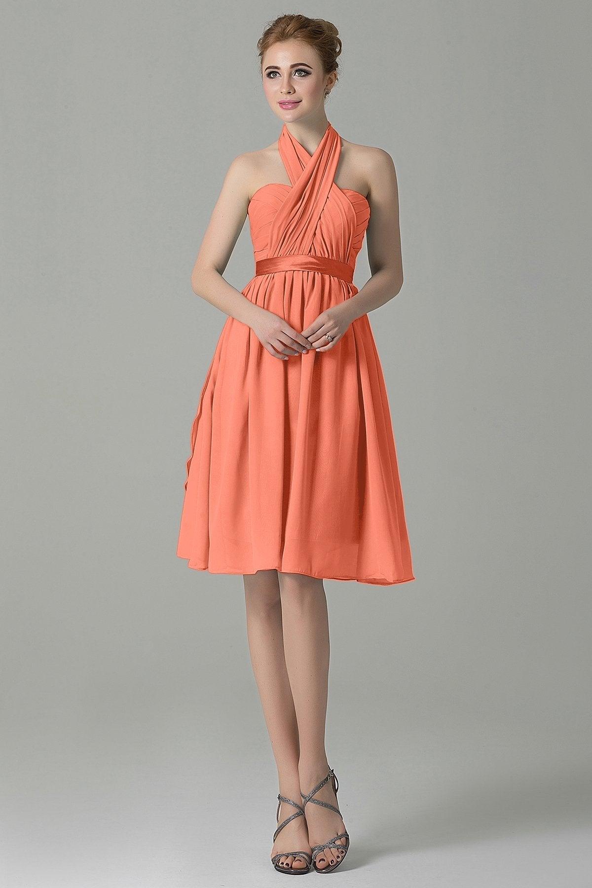 A-Line Knee Length Chiffon Bridesmaid Dress COZM14050 - COCOMELODY