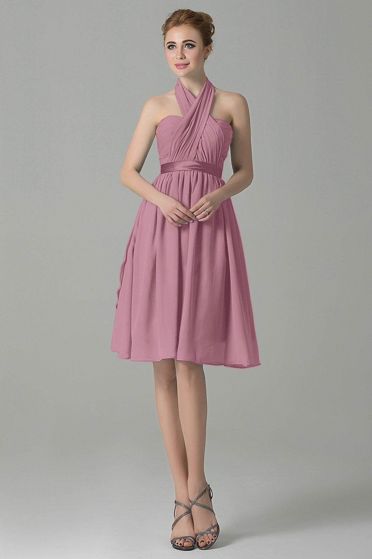 A-Line Knee Length Chiffon Bridesmaid Dress COZM14050 - COCOMELODY