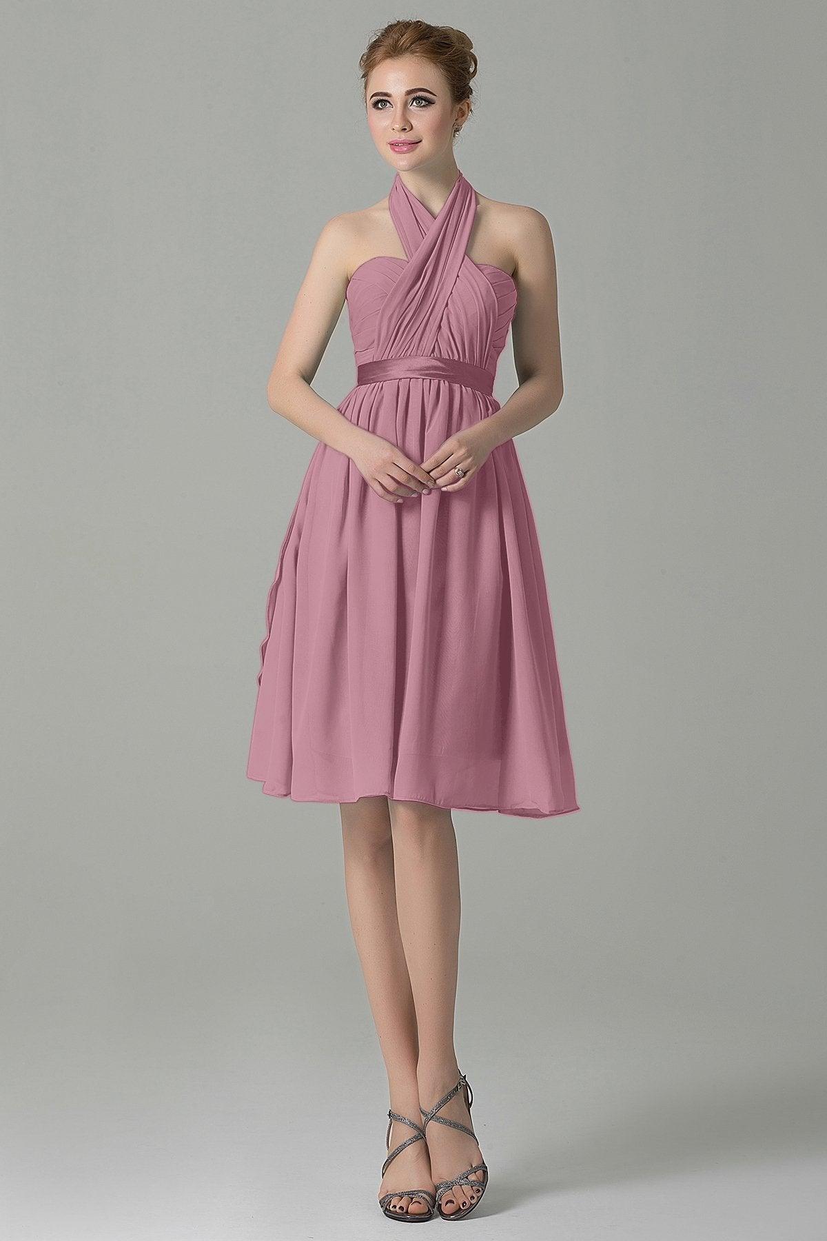 A-Line Knee Length Chiffon Bridesmaid Dress COZM14050 - COCOMELODY