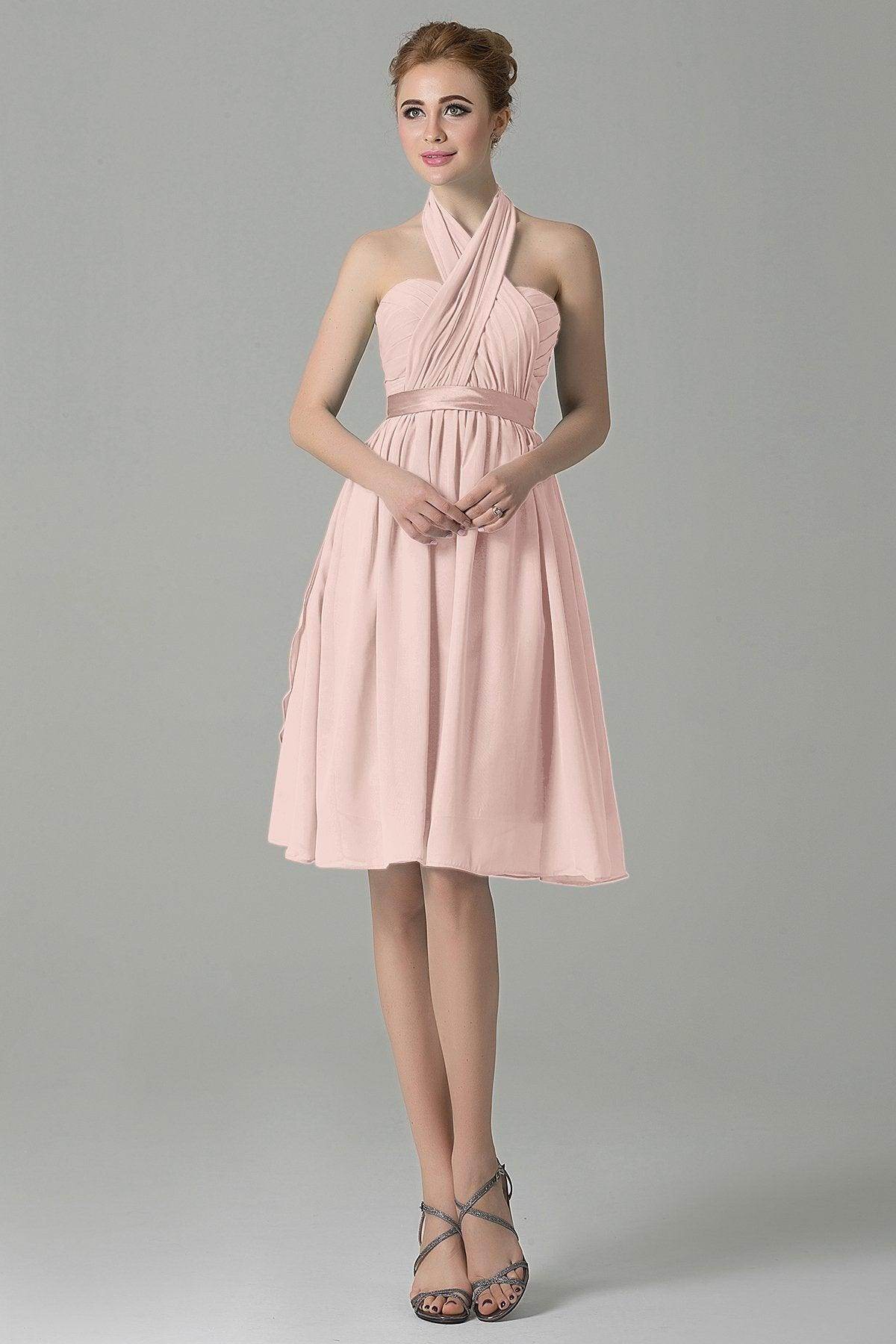 A-Line Knee Length Chiffon Bridesmaid Dress COZM14050 - COCOMELODY