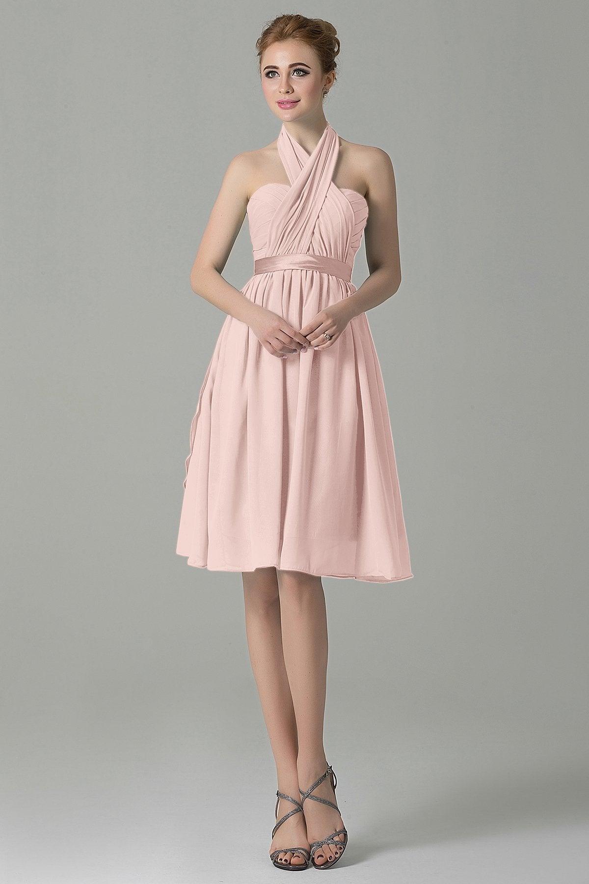 A-Line Knee Length Chiffon Bridesmaid Dress COZM14050 - COCOMELODY