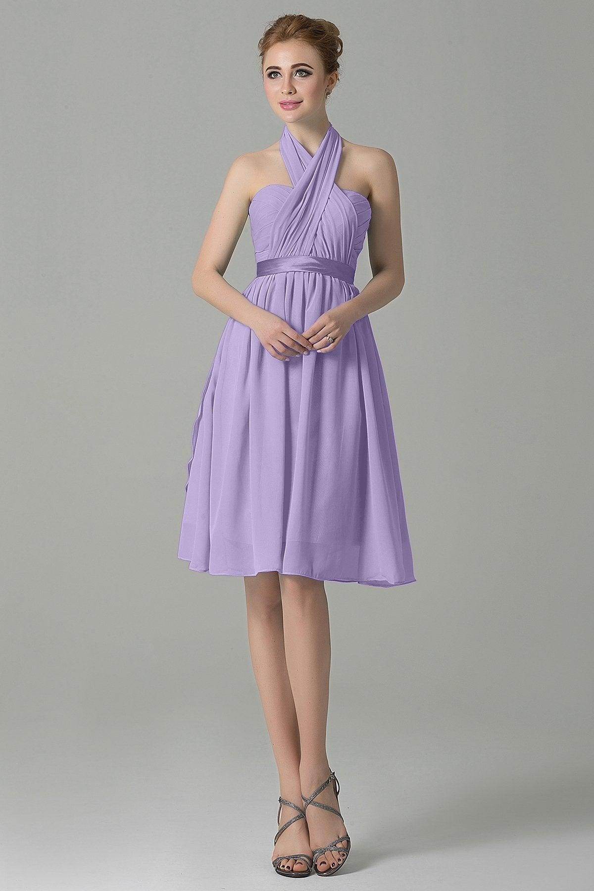 A-Line Knee Length Chiffon Bridesmaid Dress COZM14050 - COCOMELODY