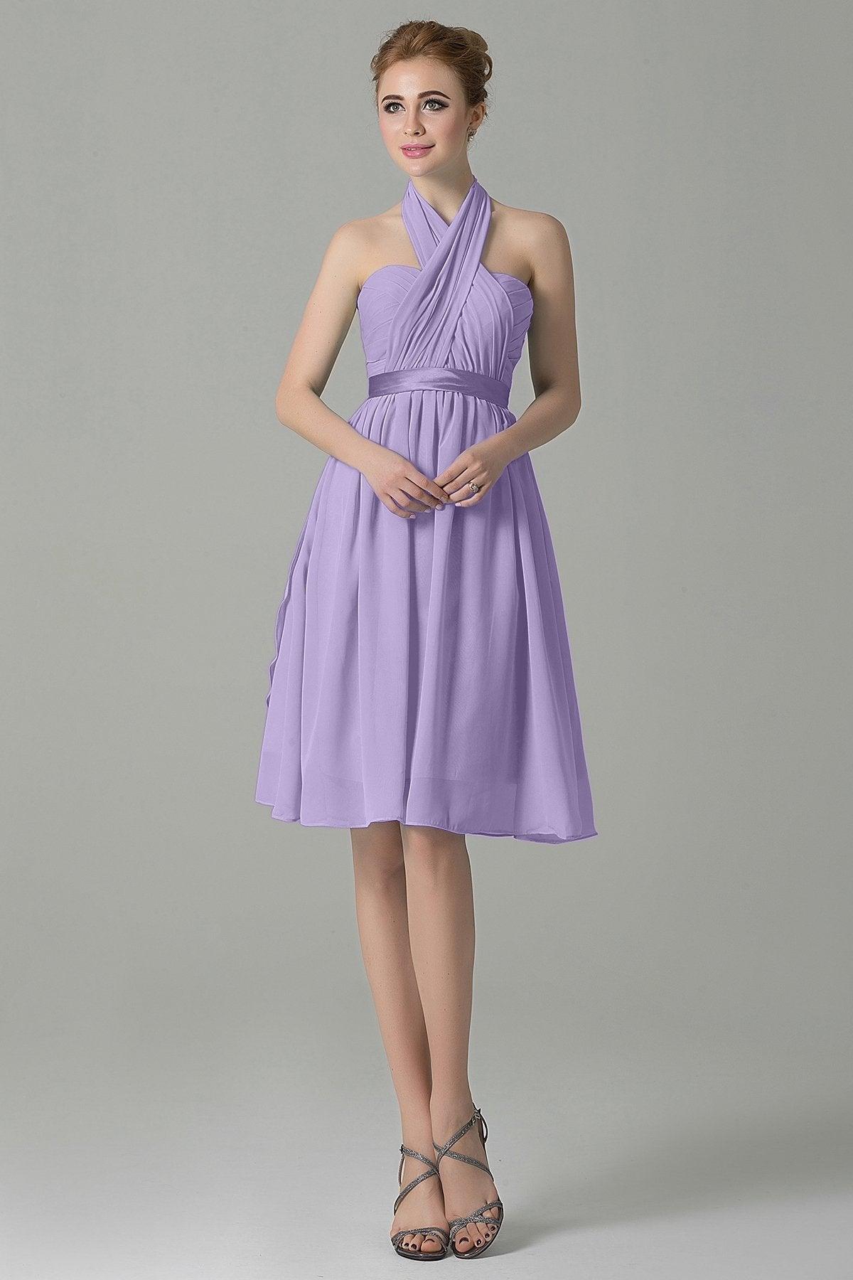 A-Line Knee Length Chiffon Bridesmaid Dress COZM14050 - COCOMELODY