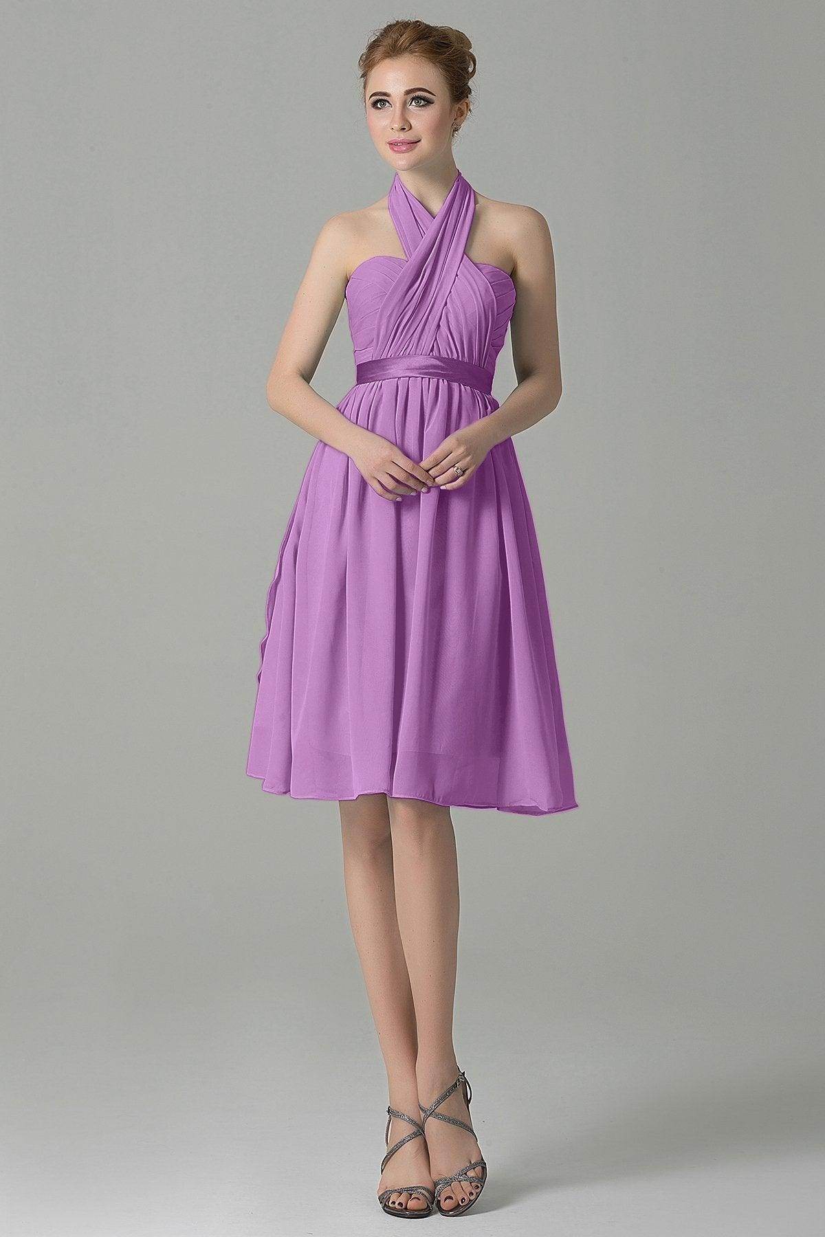 A-Line Knee Length Chiffon Bridesmaid Dress COZM14050 - COCOMELODY