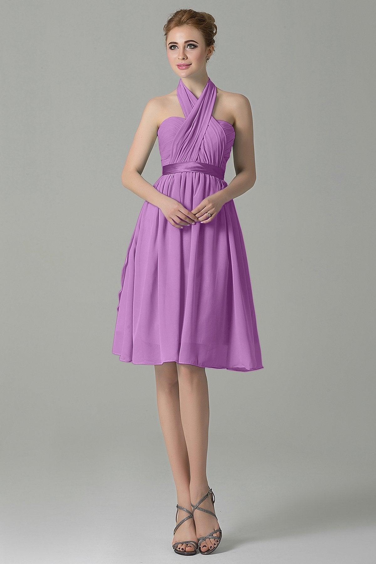A-Line Knee Length Chiffon Bridesmaid Dress COZM14050 - COCOMELODY