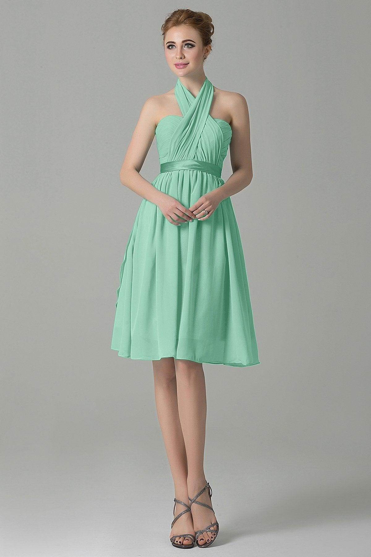 A-Line Knee Length Chiffon Bridesmaid Dress COZM14050 - COCOMELODY