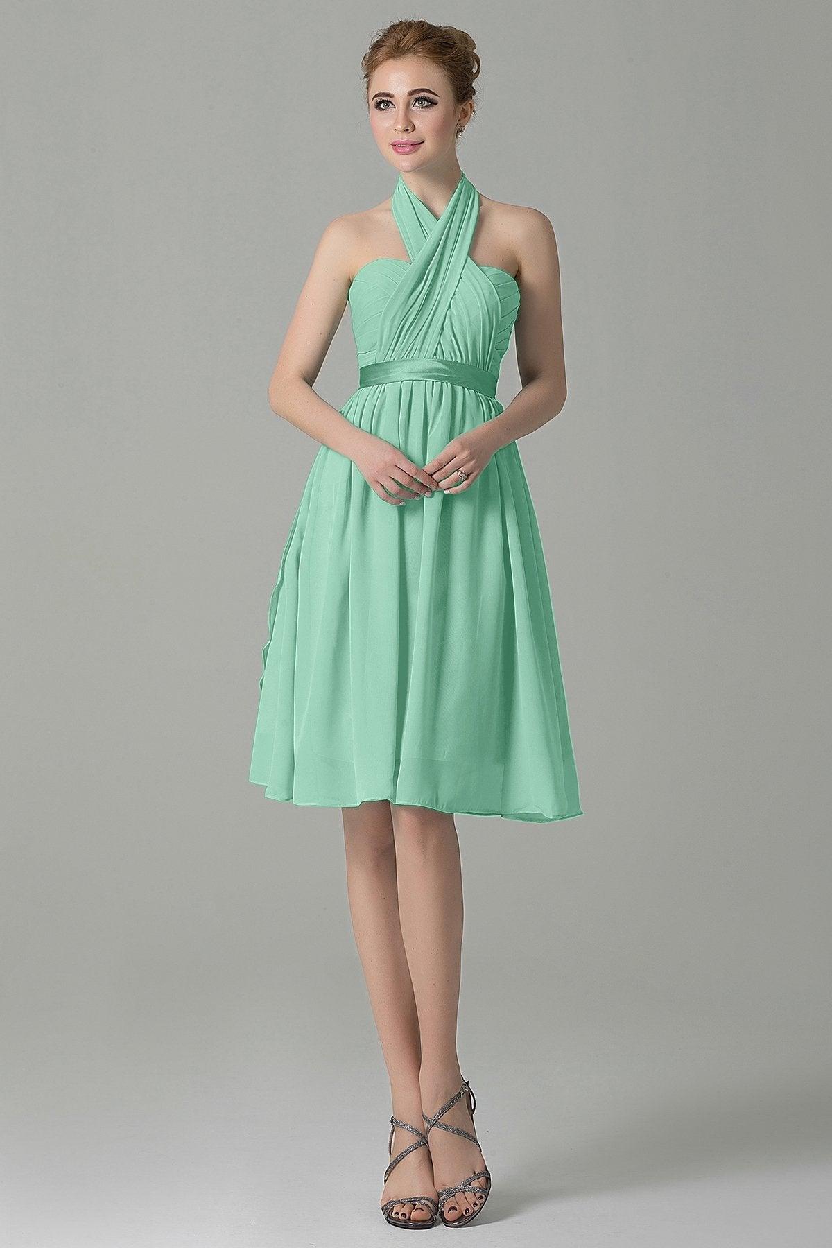 A-Line Knee Length Chiffon Bridesmaid Dress COZM14050 - COCOMELODY