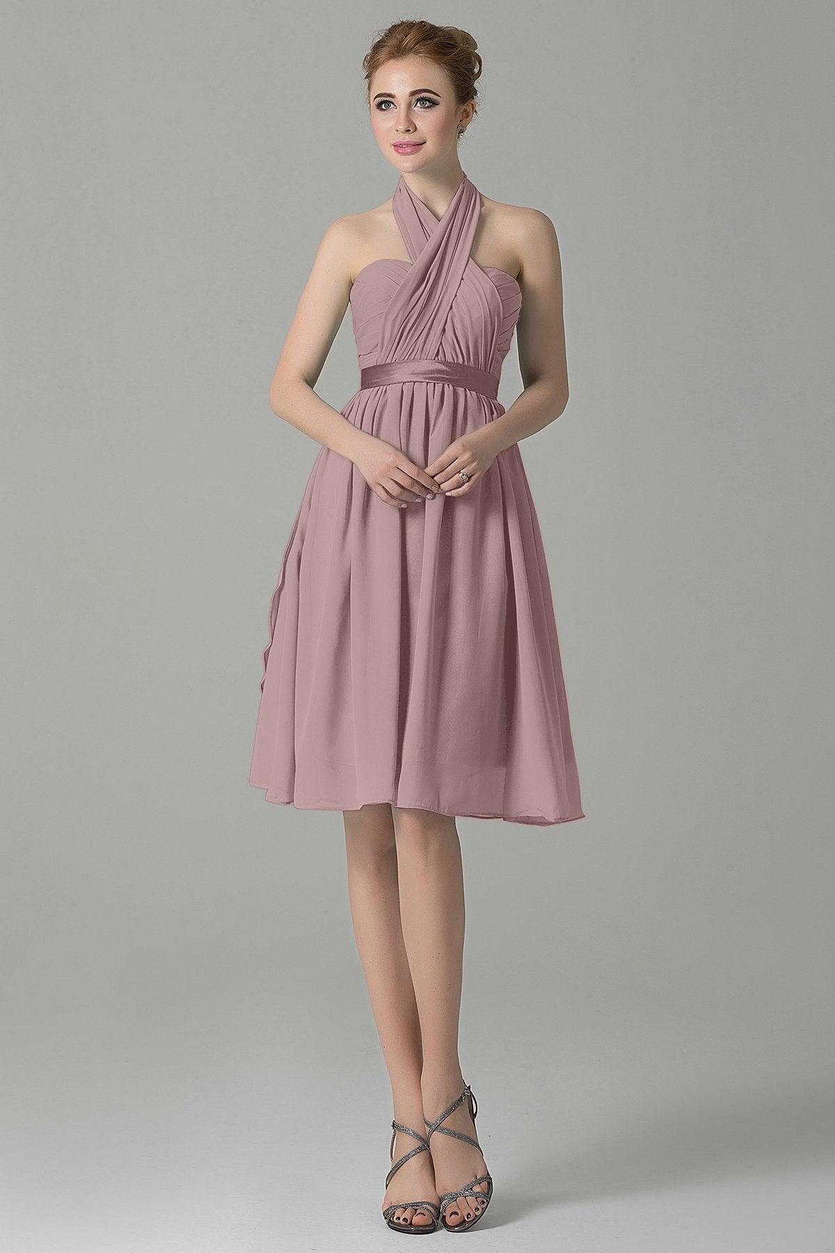 A-Line Knee Length Chiffon Bridesmaid Dress COZM14050 - COCOMELODY