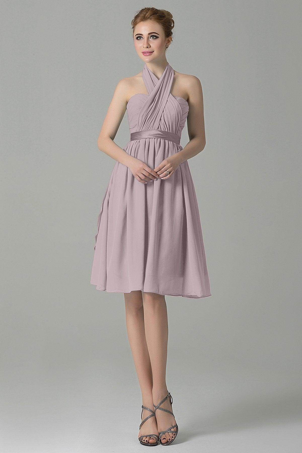 A-Line Knee Length Chiffon Bridesmaid Dress COZM14050 - COCOMELODY