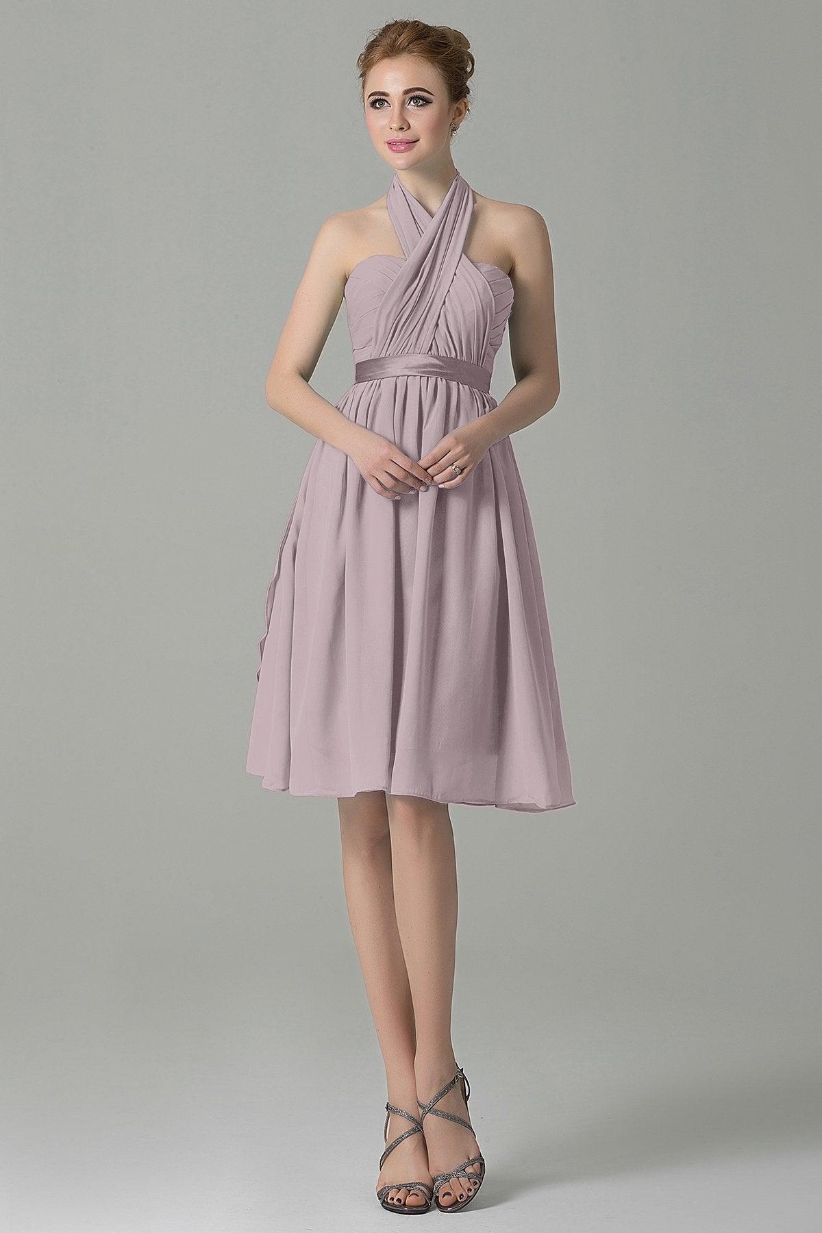 A-Line Knee Length Chiffon Bridesmaid Dress COZM14050 - COCOMELODY