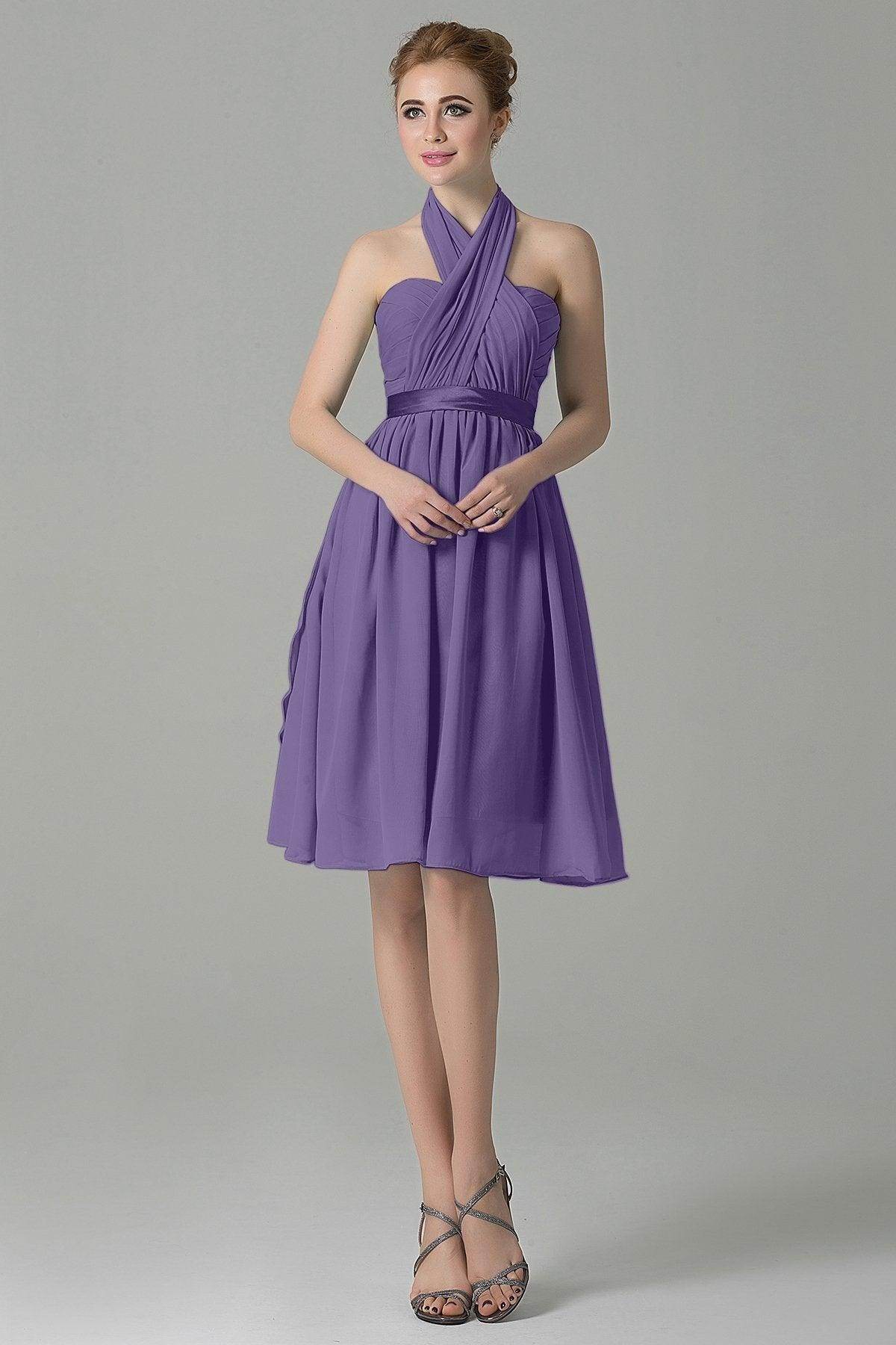 A-Line Knee Length Chiffon Bridesmaid Dress COZM14050 - COCOMELODY