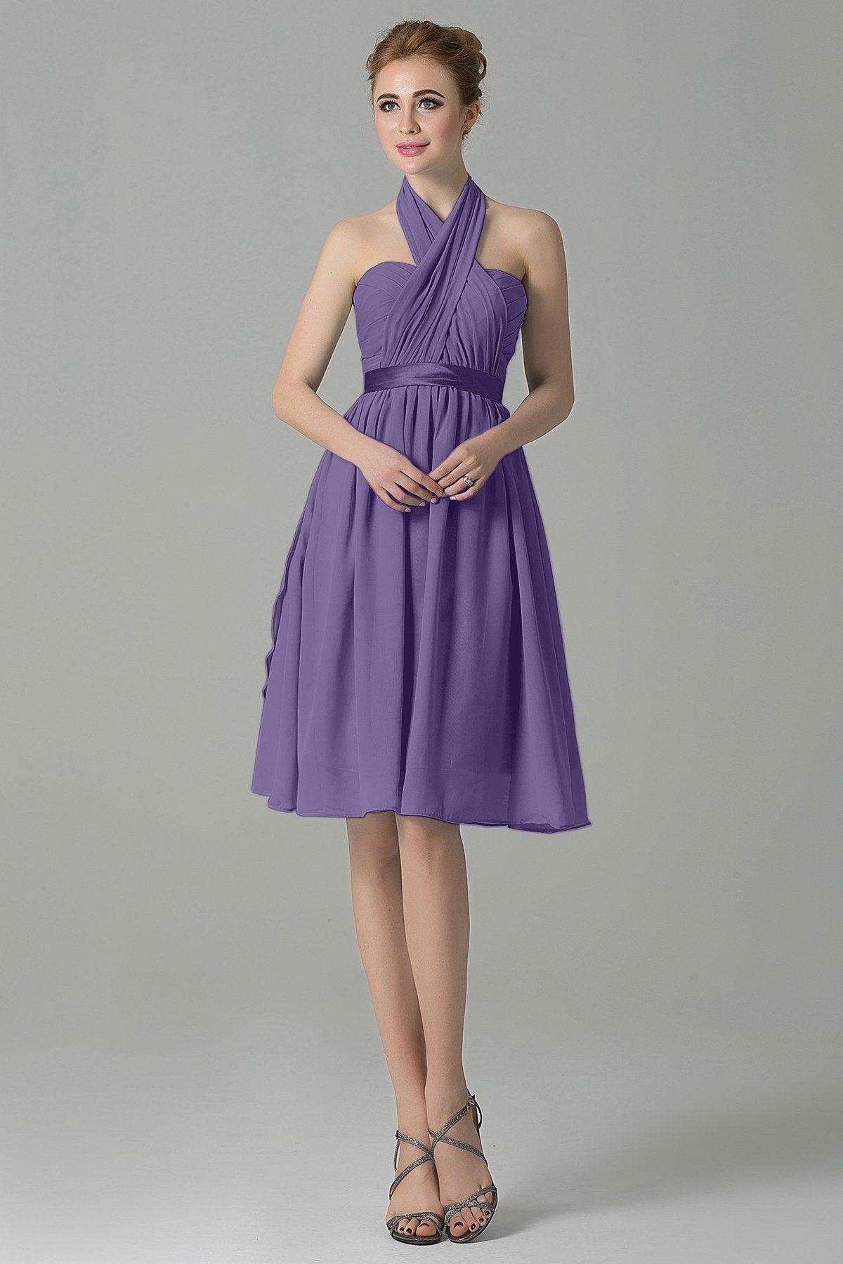 A-Line Knee Length Chiffon Bridesmaid Dress COZM14050 - COCOMELODY