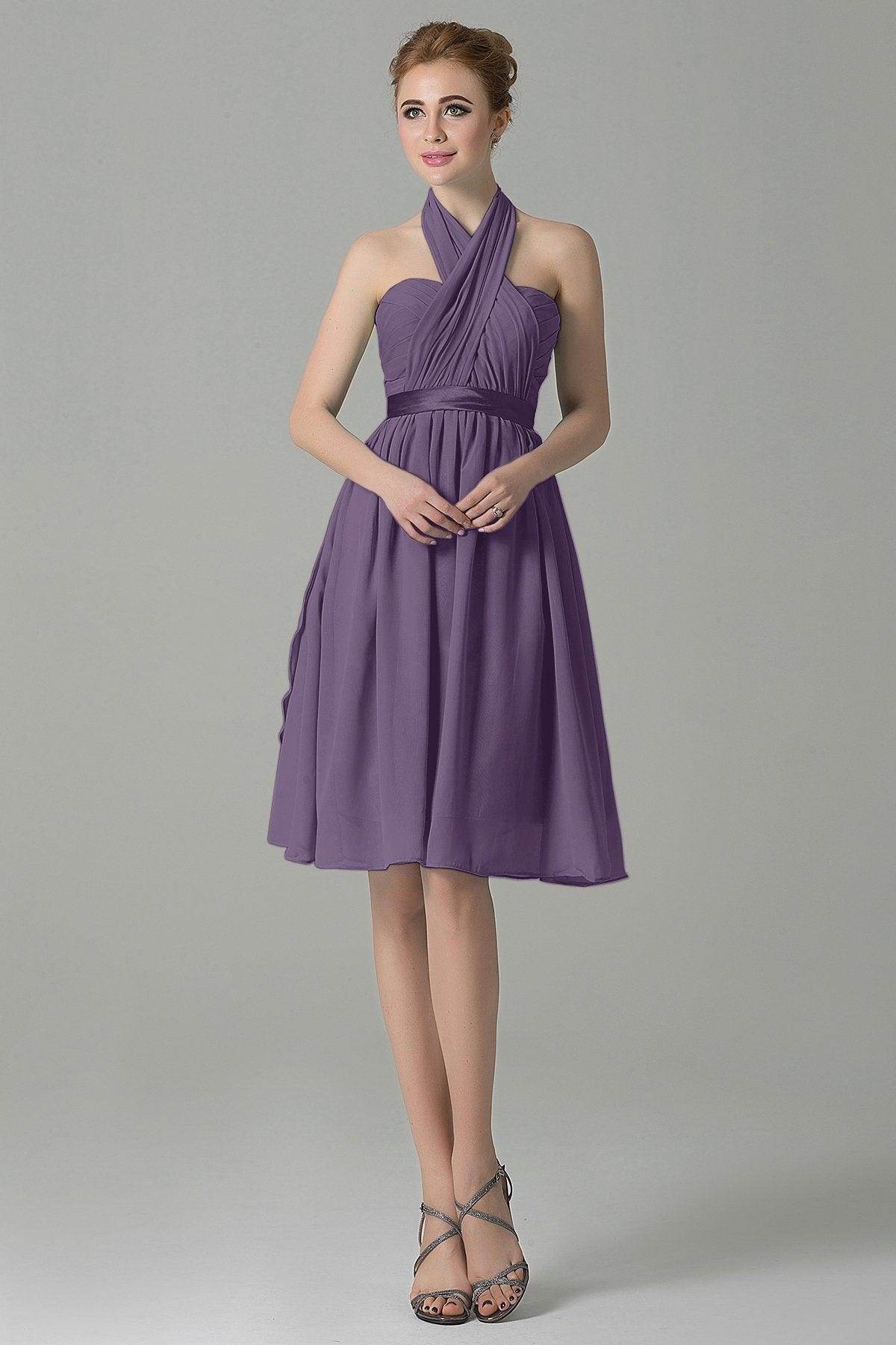 A-Line Knee Length Chiffon Bridesmaid Dress COZM14050 - COCOMELODY
