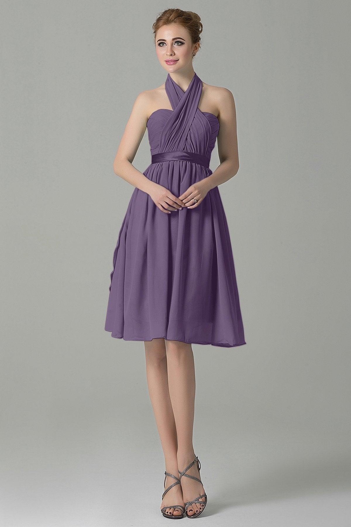 A-Line Knee Length Chiffon Bridesmaid Dress COZM14050 - COCOMELODY