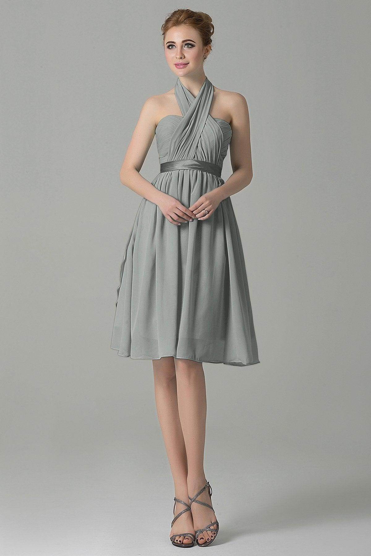 A-Line Knee Length Chiffon Bridesmaid Dress COZM14050 - COCOMELODY