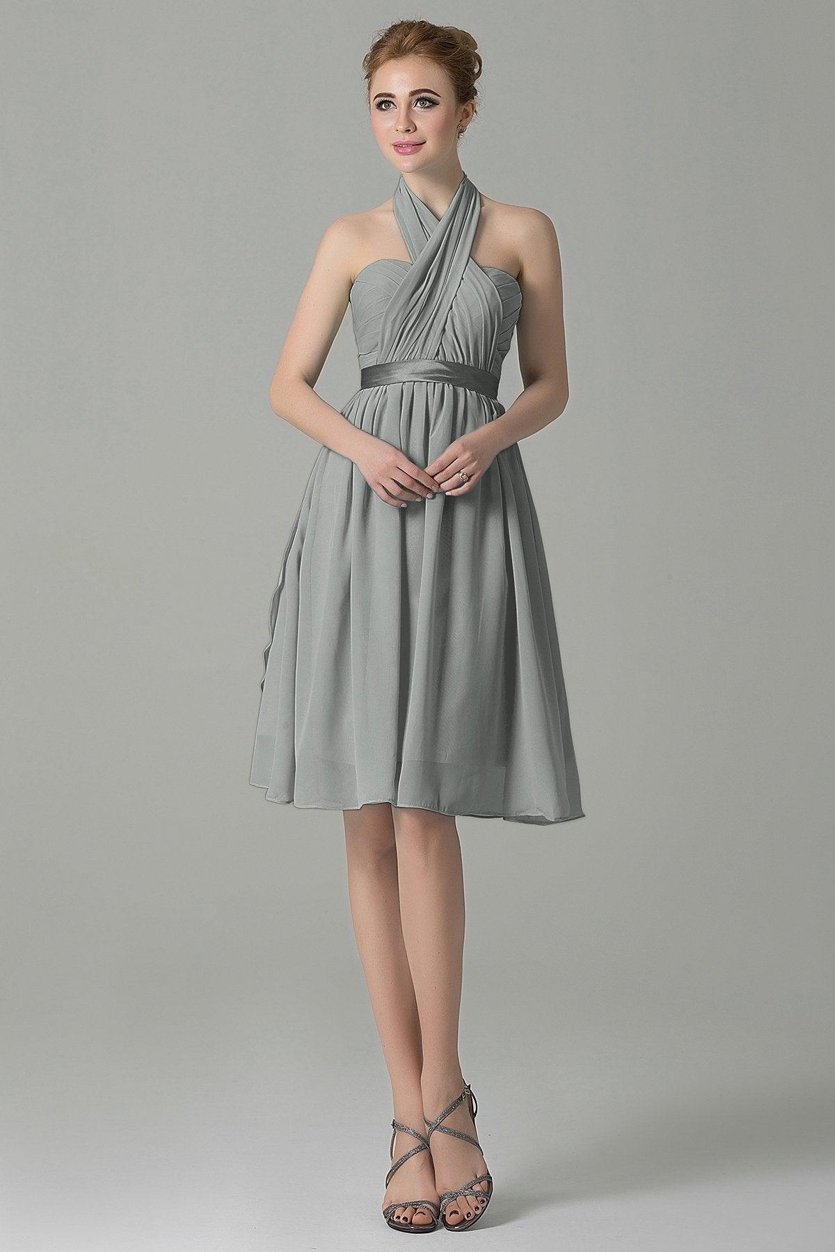 A-Line Knee Length Chiffon Bridesmaid Dress COZM14050 - COCOMELODY