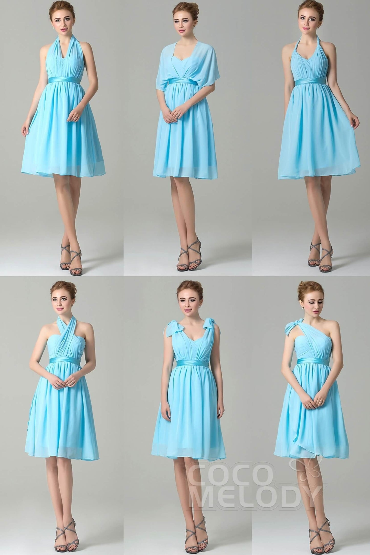 A-Line Knee Length Chiffon Bridesmaid Dress COZM14050 - COCOMELODY