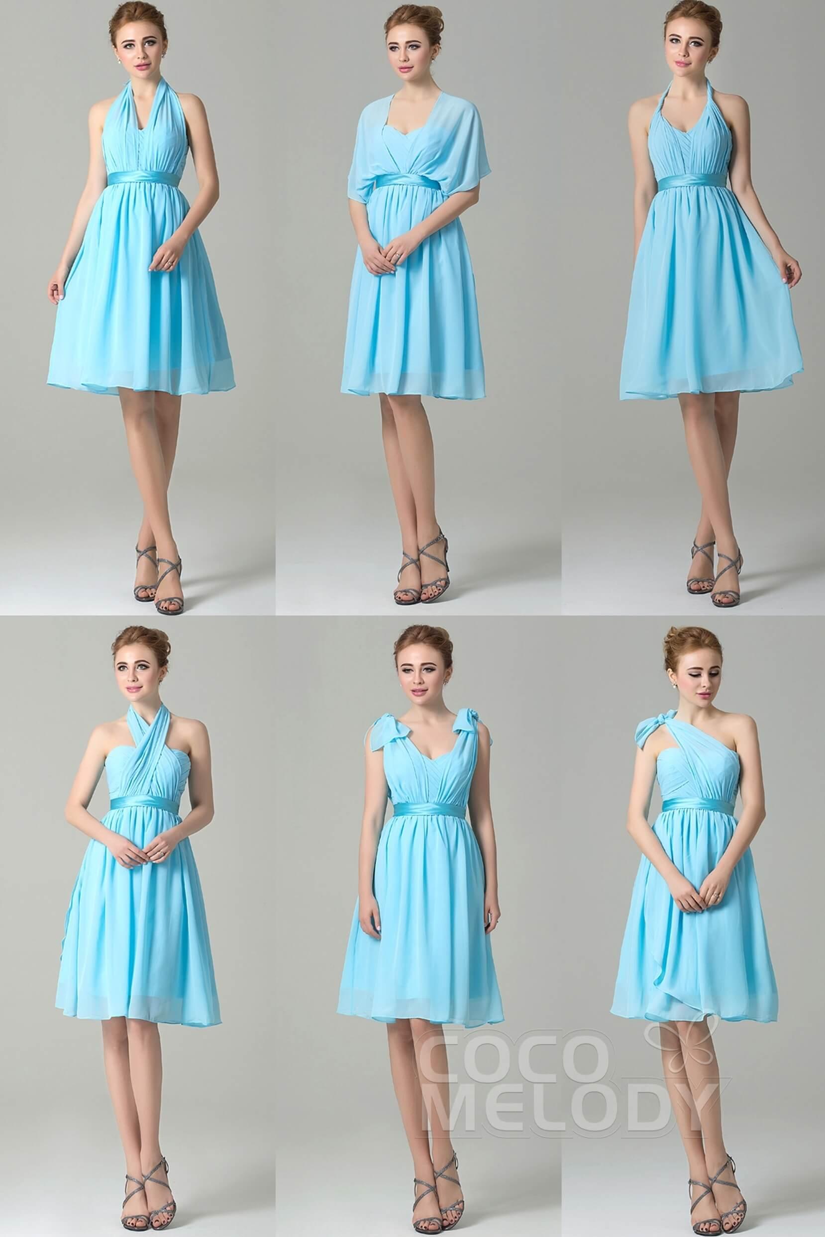 A-Line Knee Length Chiffon Bridesmaid Dress COZM14050 - COCOMELODY