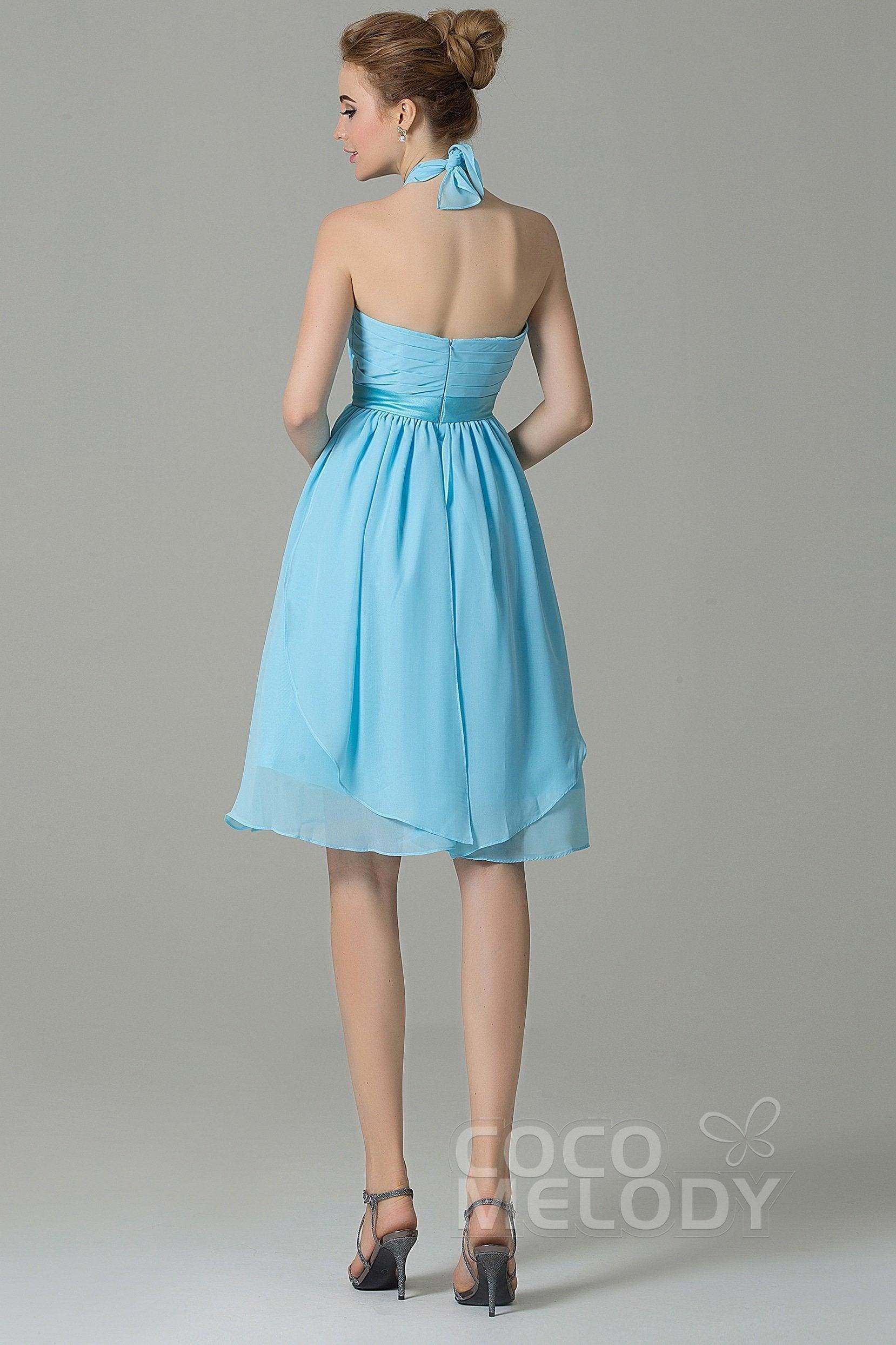 A-Line Knee Length Chiffon Bridesmaid Dress COZM14050 - COCOMELODY