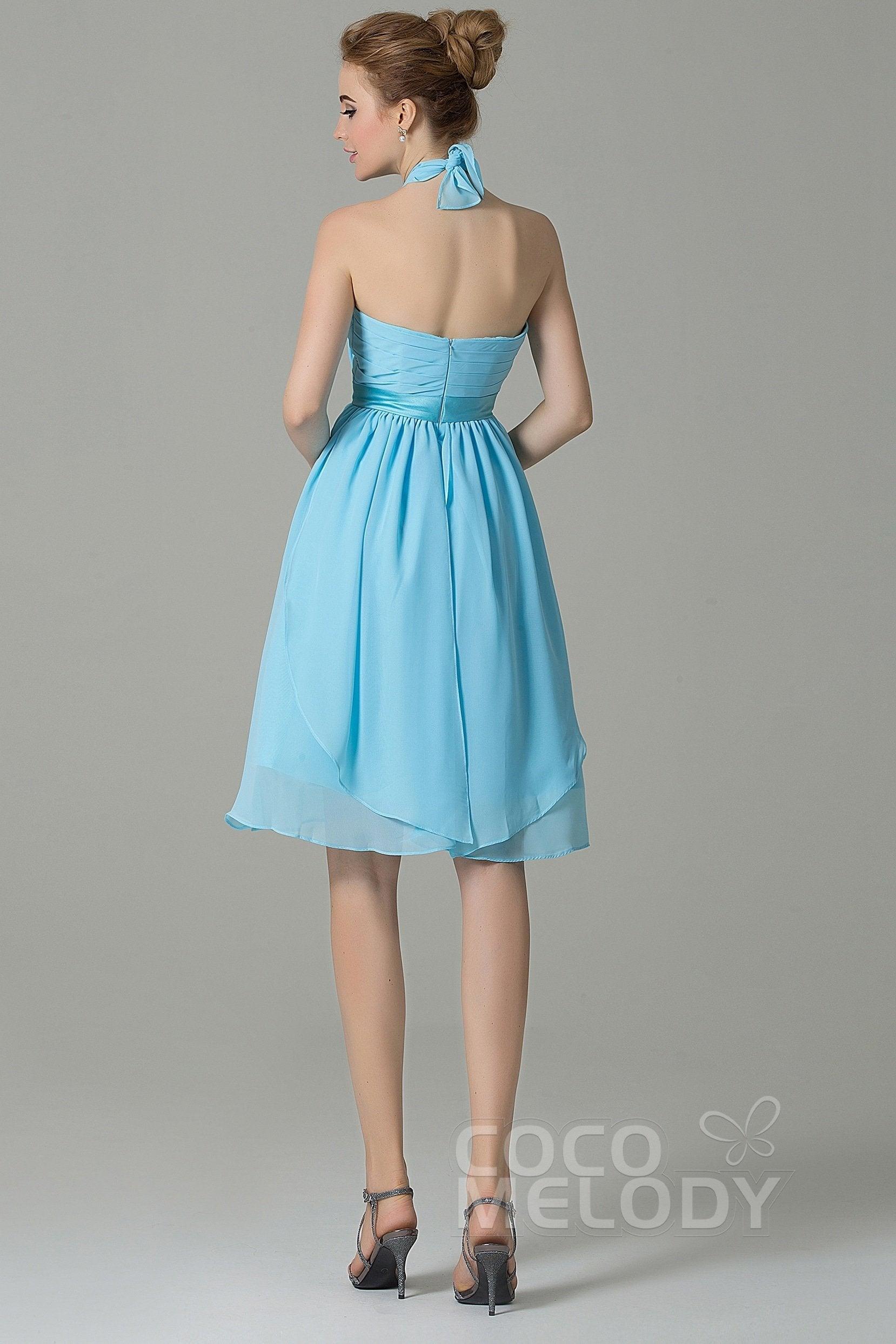 A-Line Knee Length Chiffon Bridesmaid Dress COZM14050 - COCOMELODY