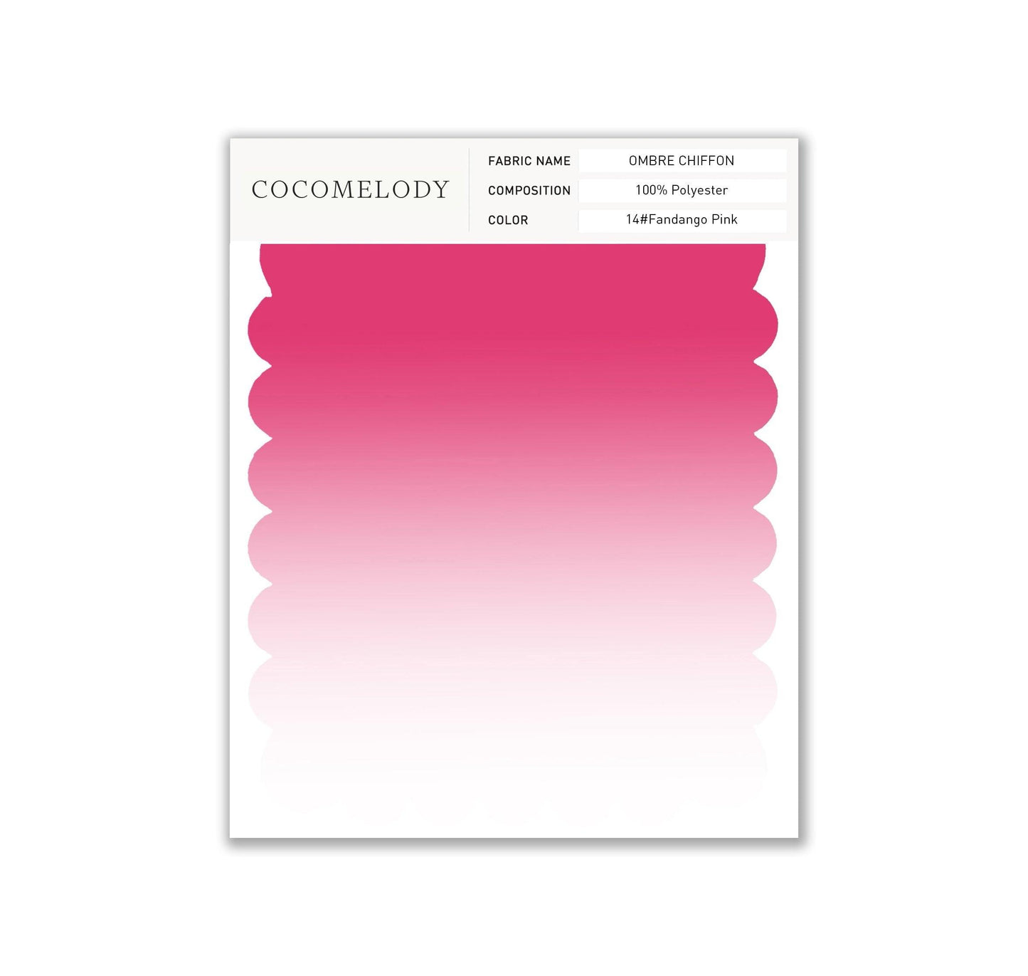 Ombre Chiffon Fabric Swatch in Single Color SWCR17001 - COCOMELODY