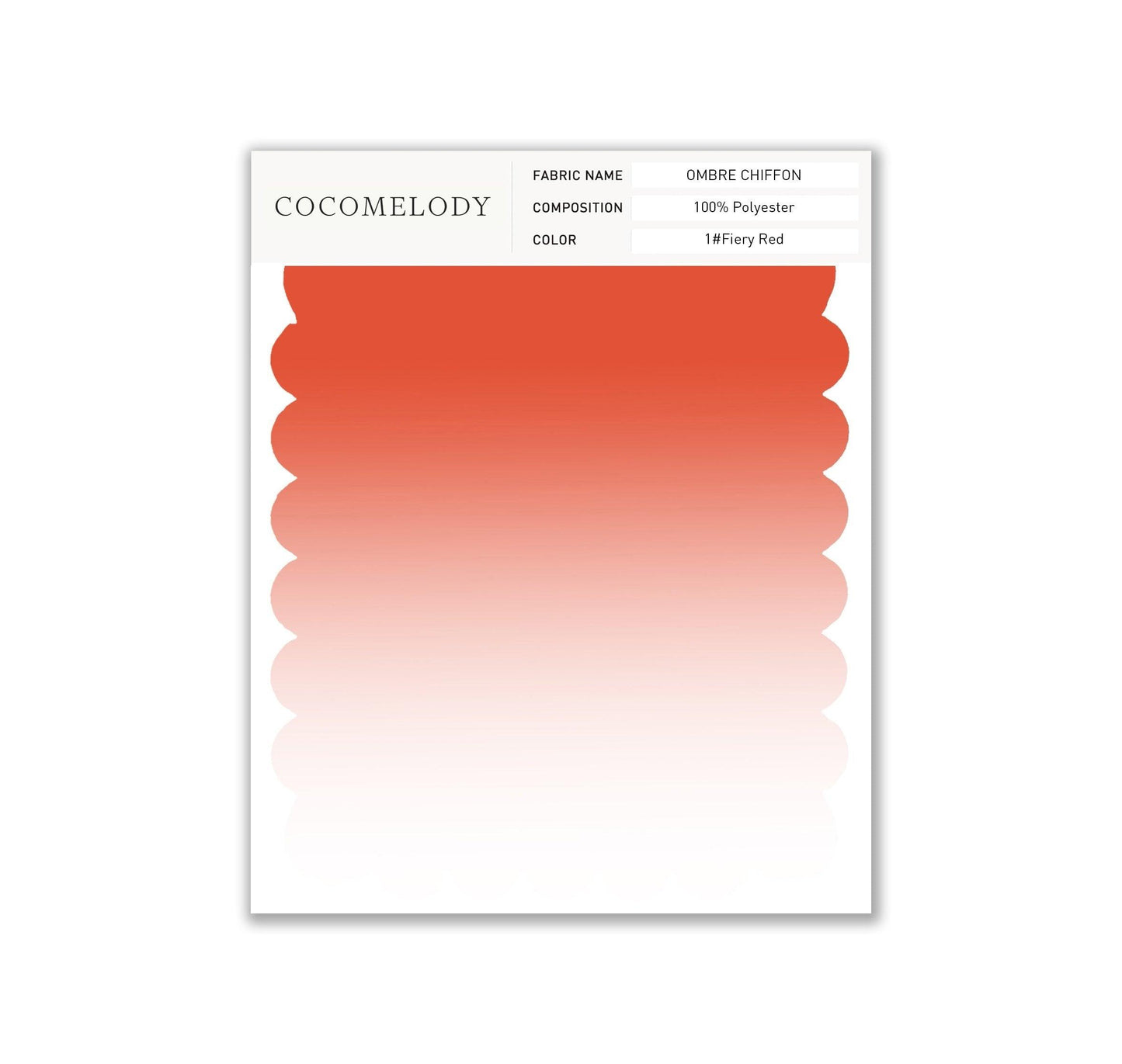 Ombre Chiffon Fabric Swatch in Single Color SWCR17001 - COCOMELODY