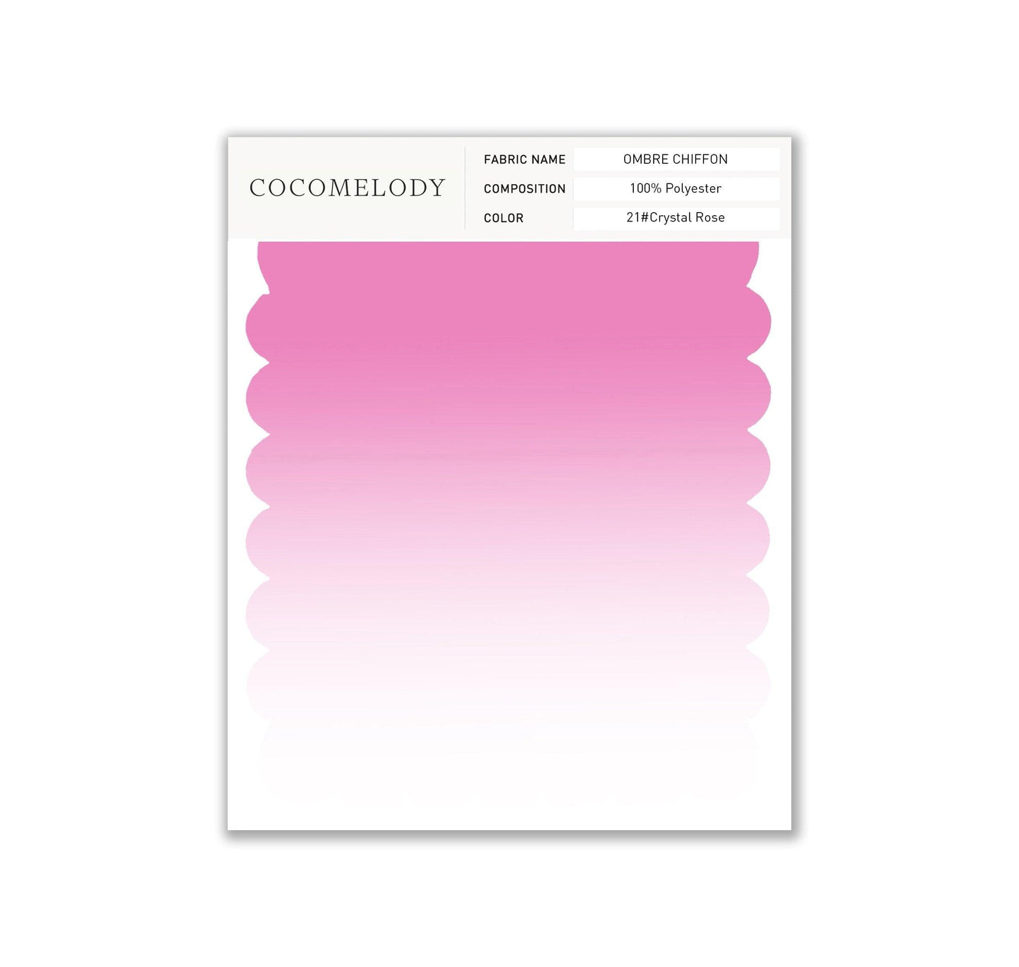 Ombre Chiffon Fabric Swatch in Single Color SWCR17001 - COCOMELODY