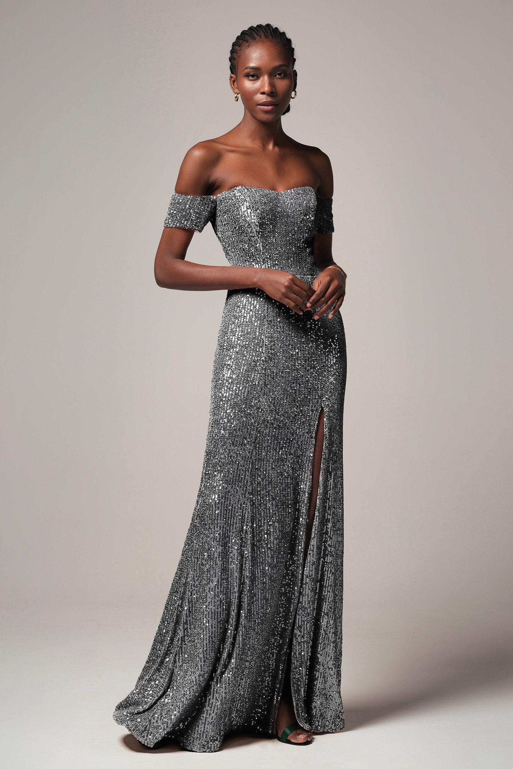 Sheath-Column Floor Length Sequined Dress CS0265 - COCOMELODY