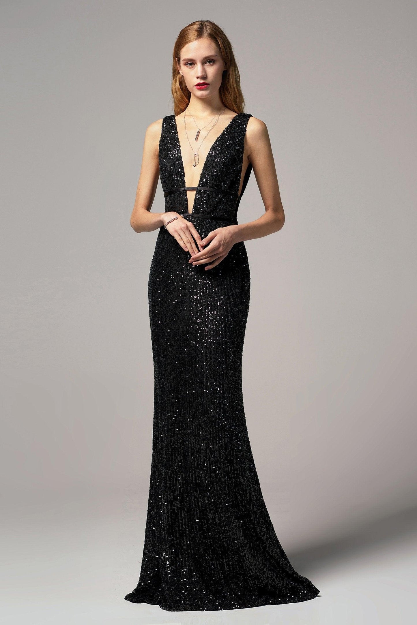 Trumpet-Mermaid Floor Length Sequined Dress CS0267 - COCOMELODY