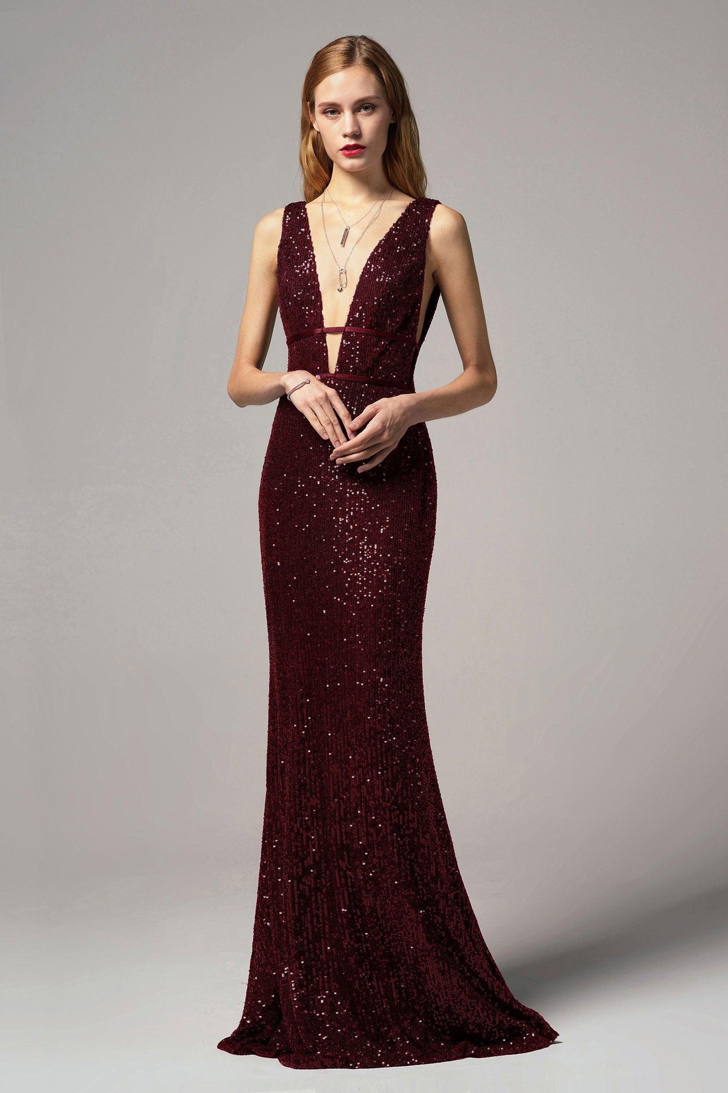 Trumpet-Mermaid Floor Length Sequined Dress CS0267 - COCOMELODY