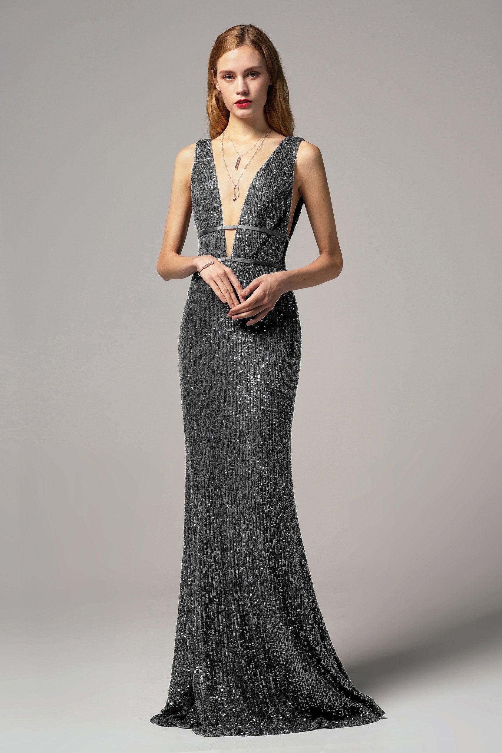Trumpet-Mermaid Floor Length Sequined Dress CS0267 - COCOMELODY