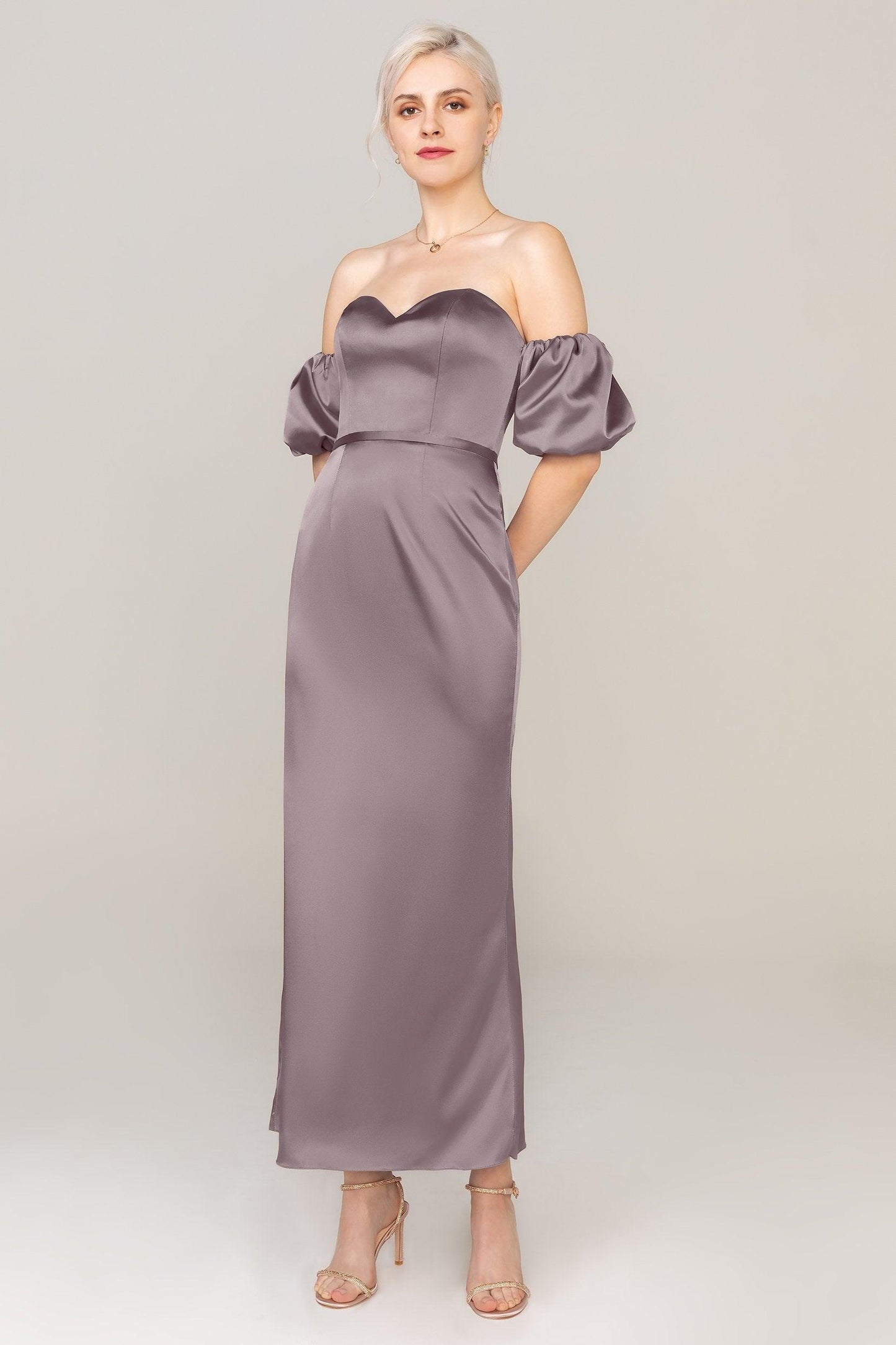 Sheath Ankle Length Luxe Satin Dress CS0306 - COCOMELODY